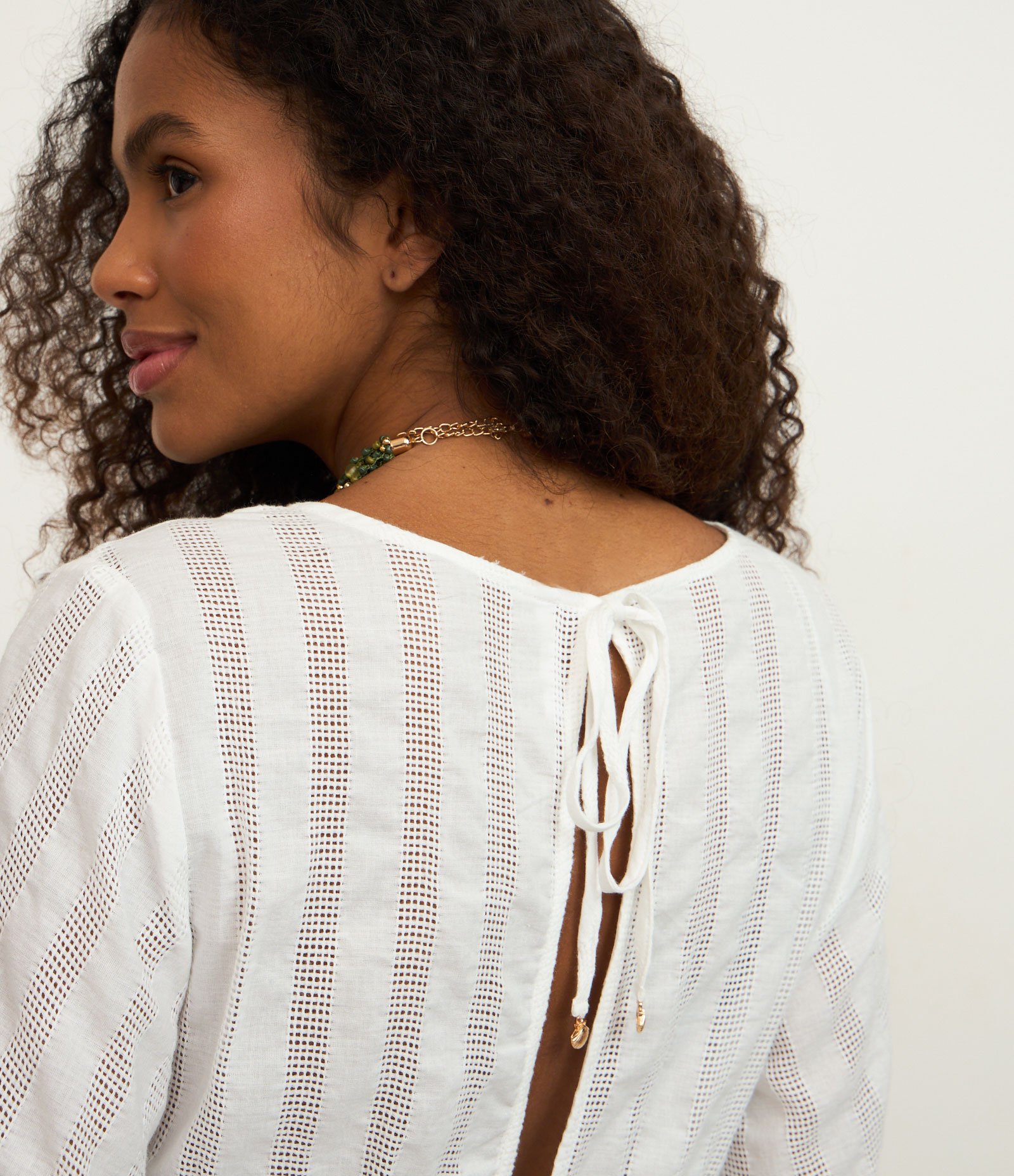 Saída de Praia Vestido em Voil com Recortes Vazados Branco 5