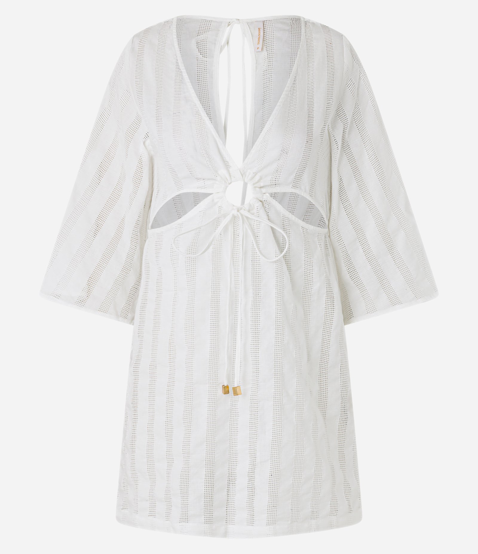 Saída de Praia Vestido em Voil com Recortes Vazados Branco 6