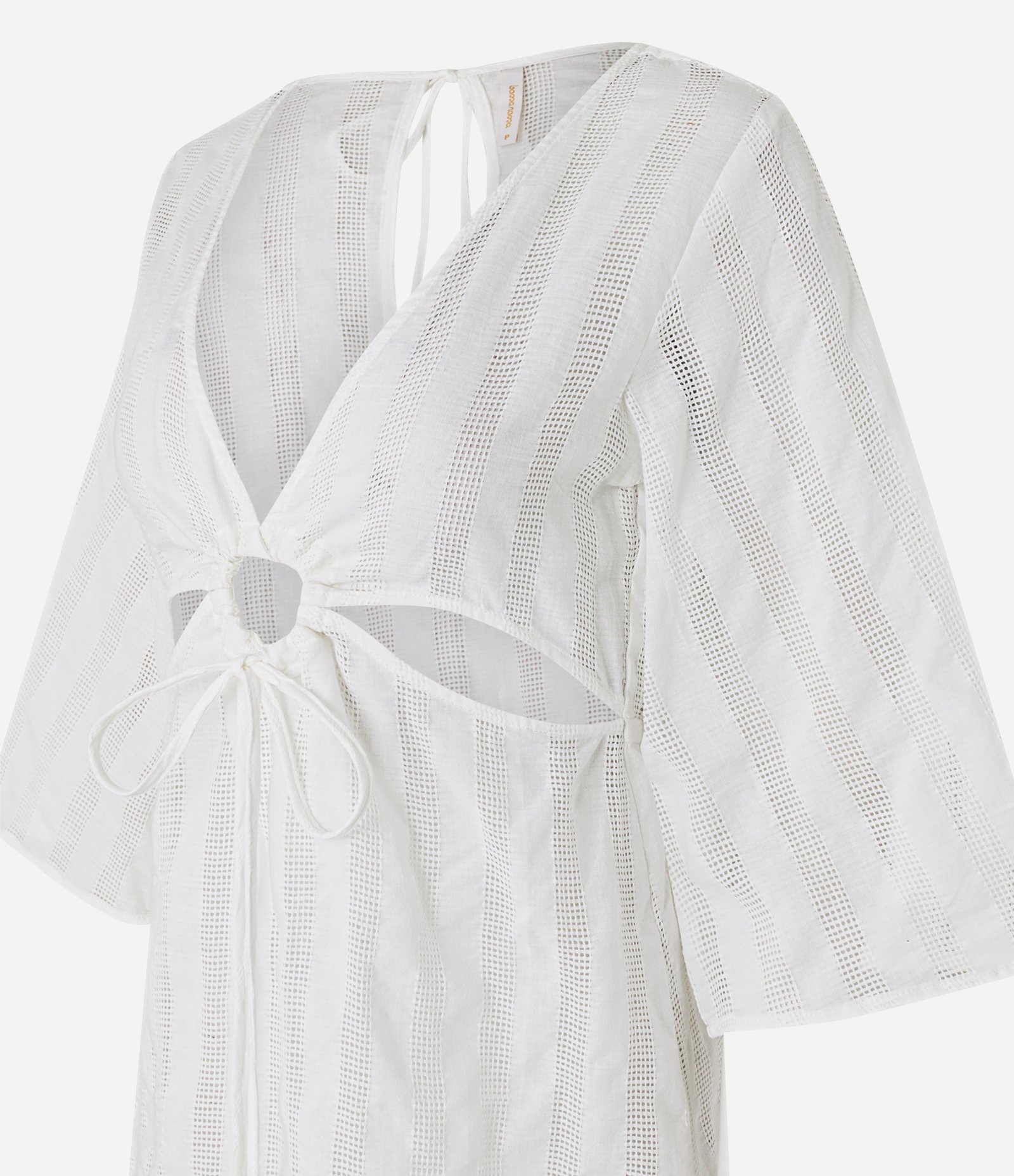 Saída de Praia Vestido em Voil com Recortes Vazados Branco 7