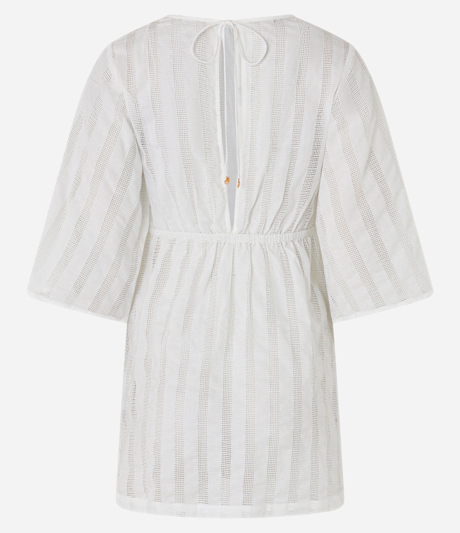 Saída de Praia Vestido em Voil com Recortes Vazados Branco 9