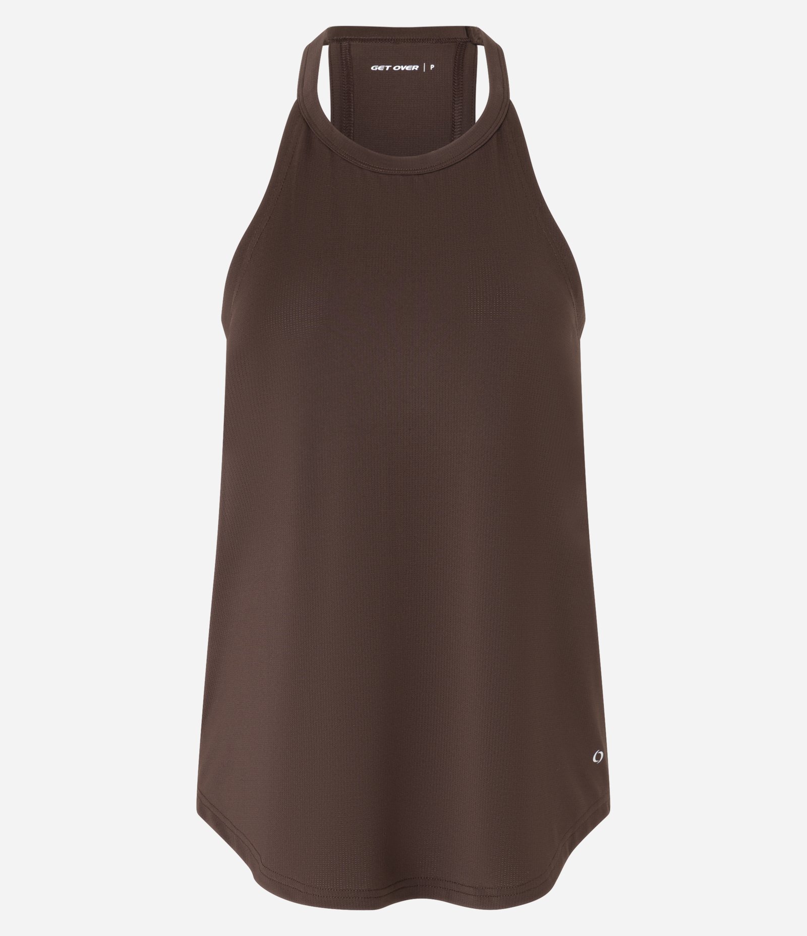 Regata Esportiva em Microfibra com Alças Finas Marrom Escuro 6