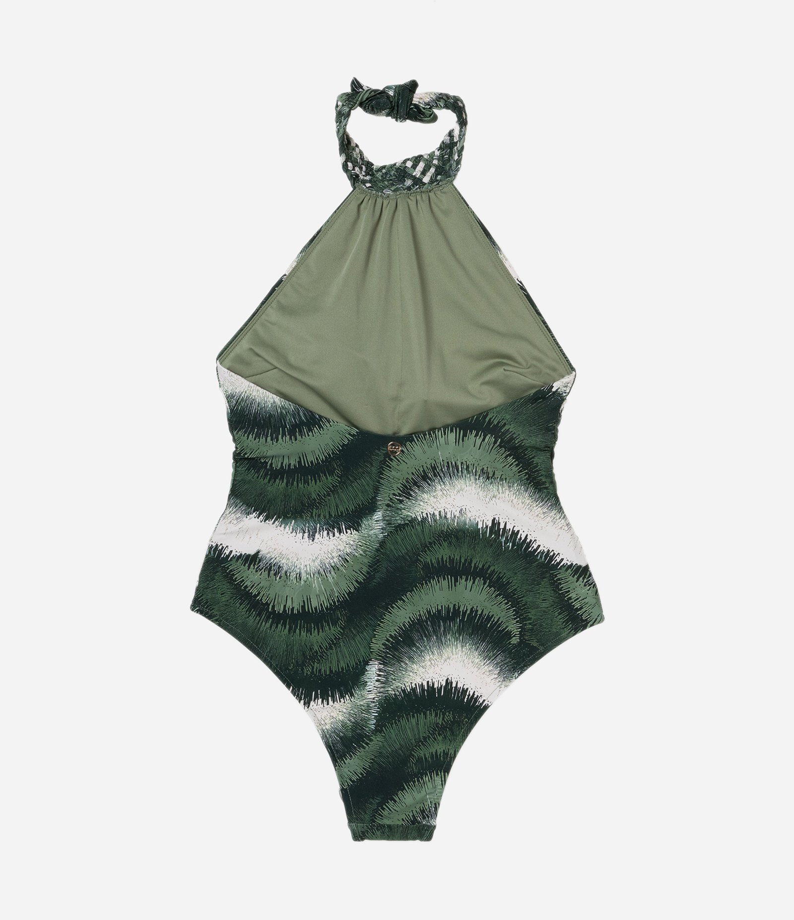 Maiô Halter em Microfibra com Estampa Tie Dye e Trançado no Pescoço Verde 5