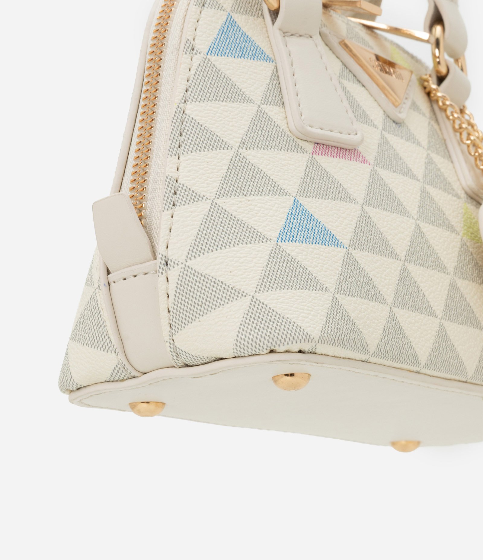 Bolsa Transversal Pequena com Alça de Mão e Chaveiro Pompom Off White 5