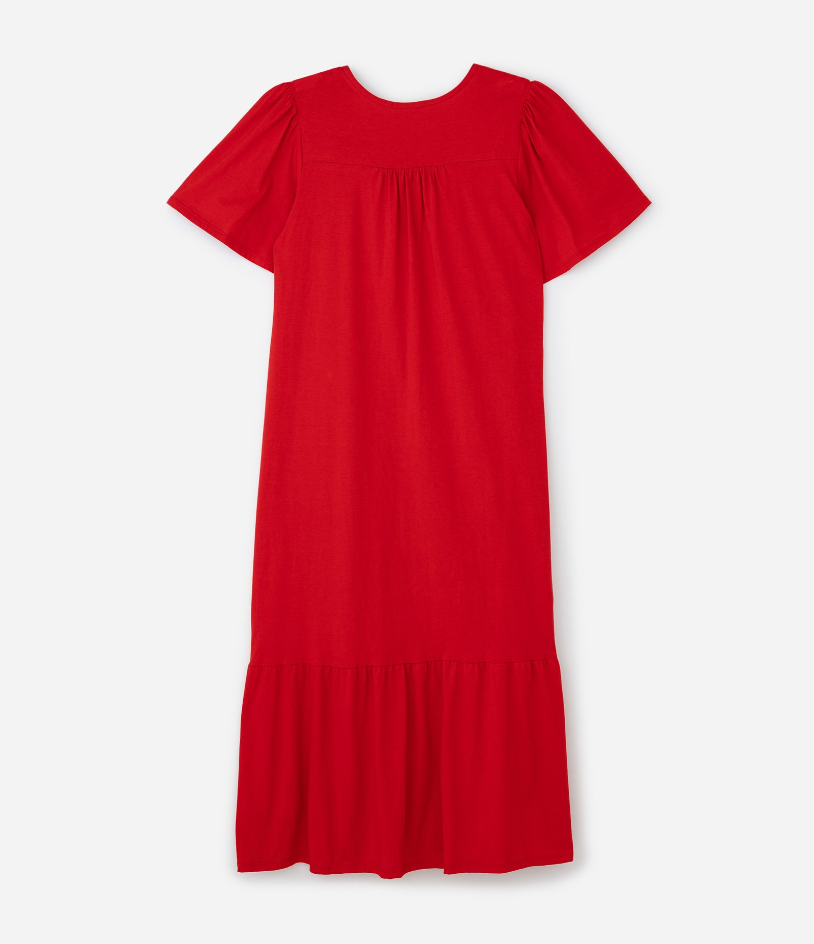 Vestido Midi Algodão com Recorte Franzido Curve & Plus Size Vermelho 5