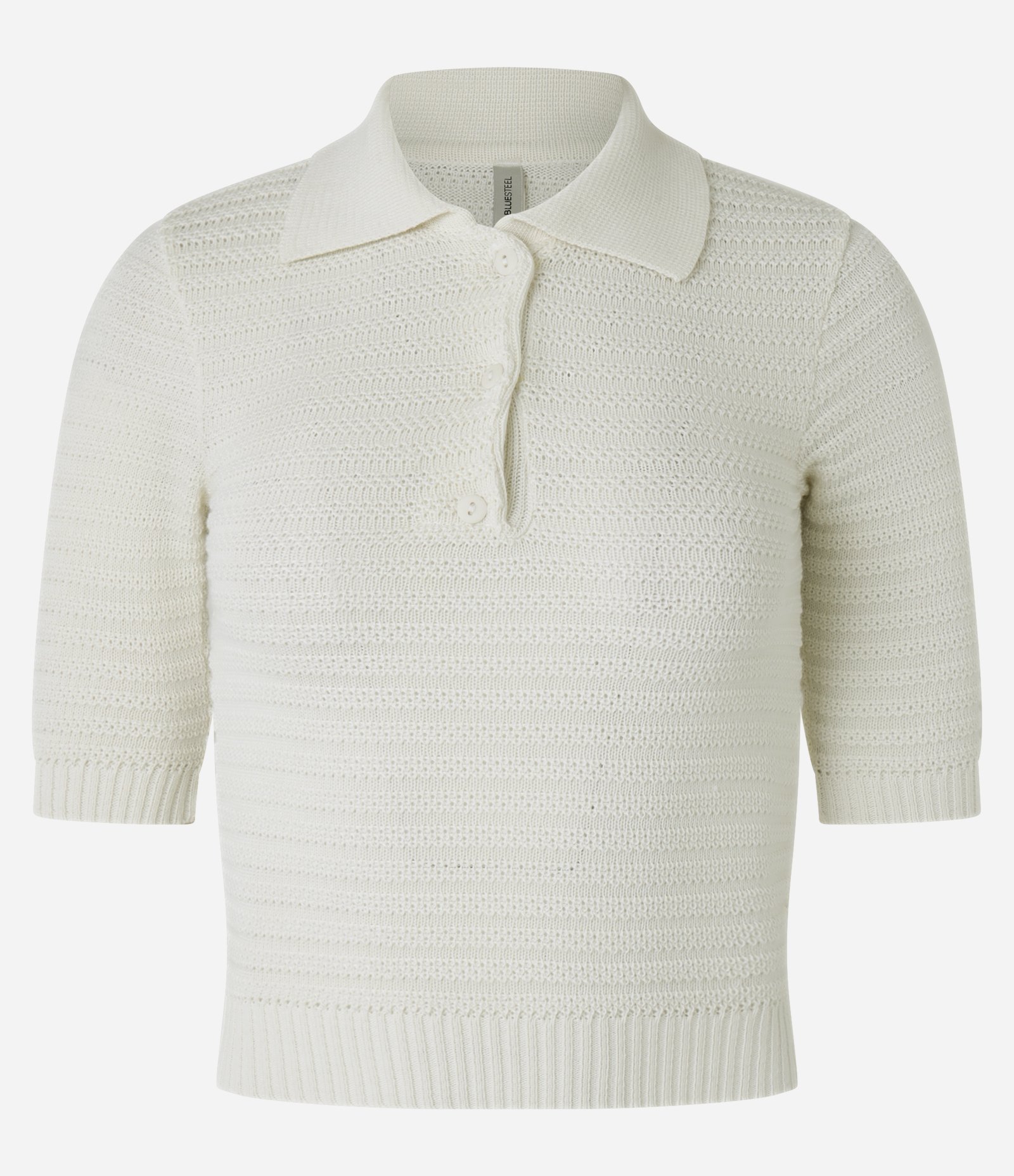 Blusa Polo em Tricô com Botão na Gola Branco 4