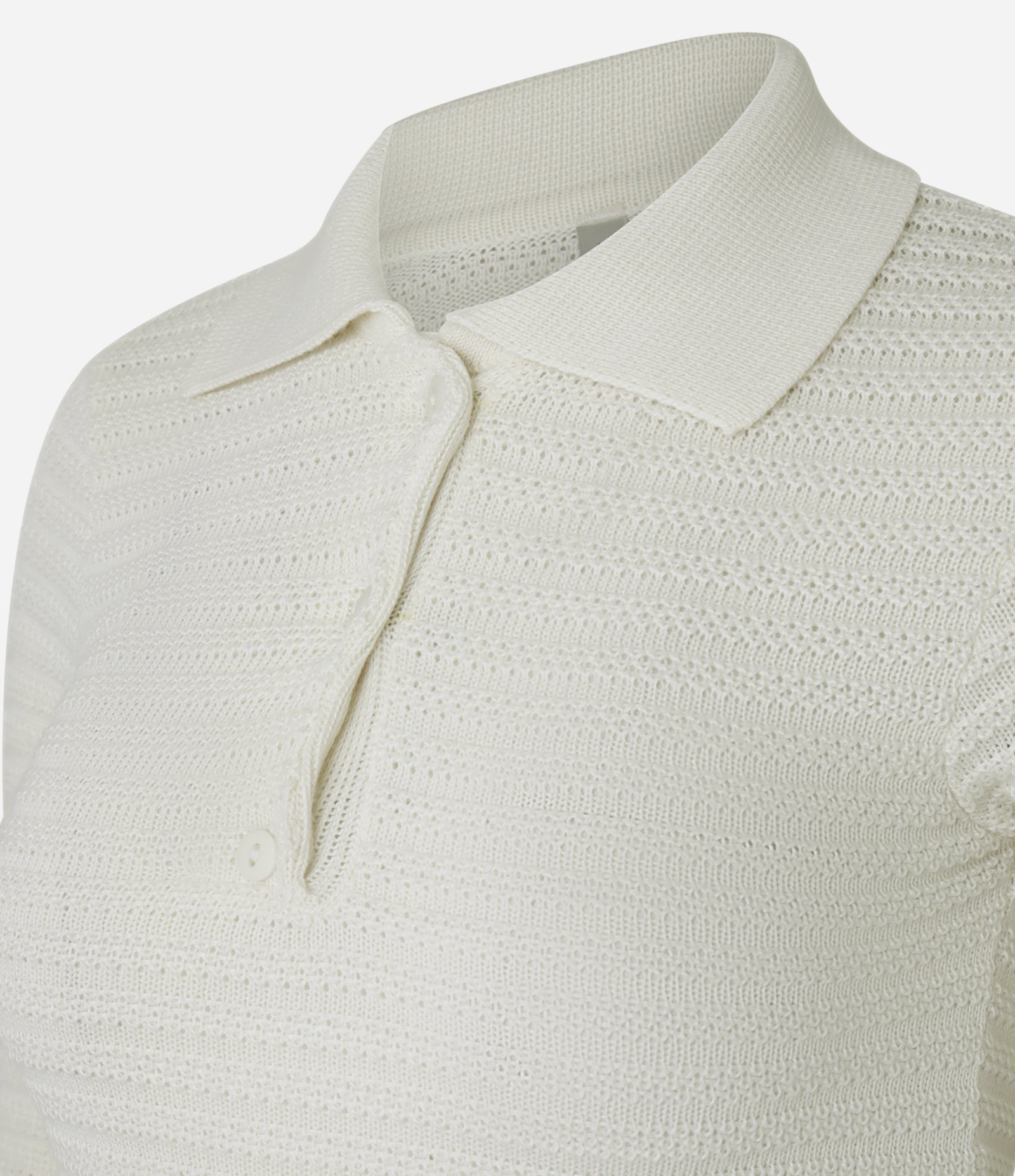 Blusa Polo em Tricô com Botão na Gola Branco 5