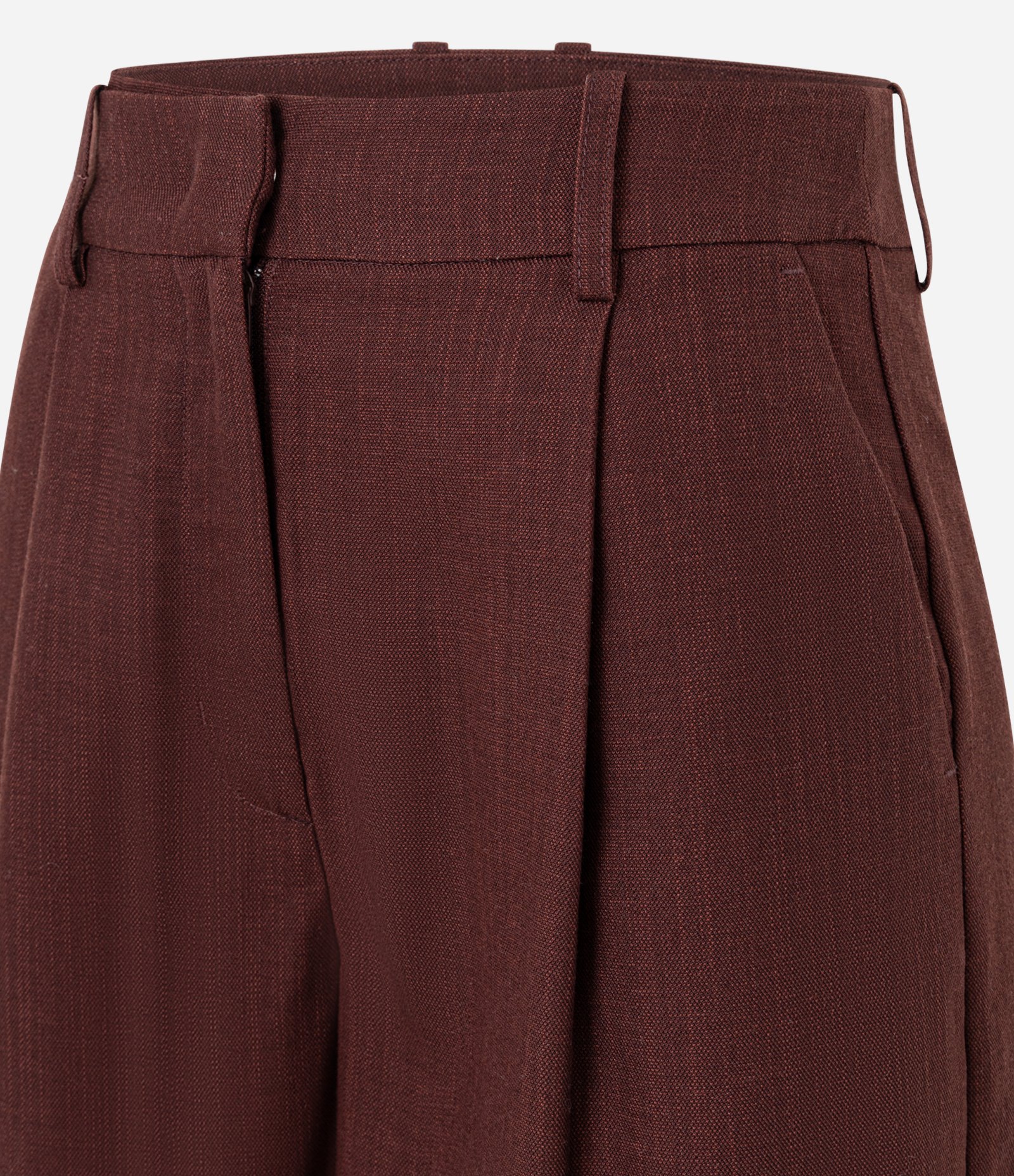 Short em com Pregas com Bolso Falso Marrom 5