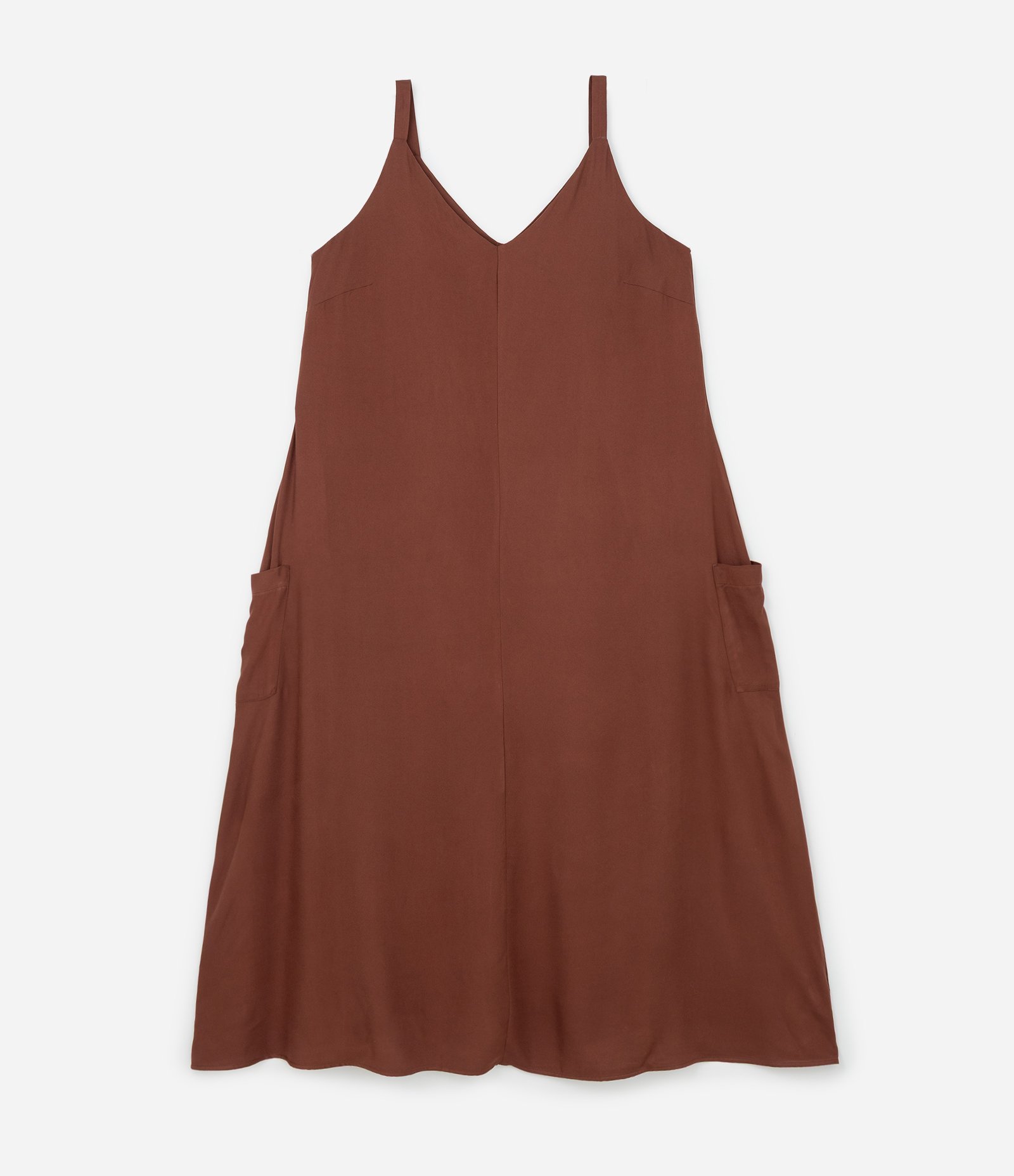 Vestido Longo Regata em Viscose com Bolsos Curve & Plus Size Marrom 5