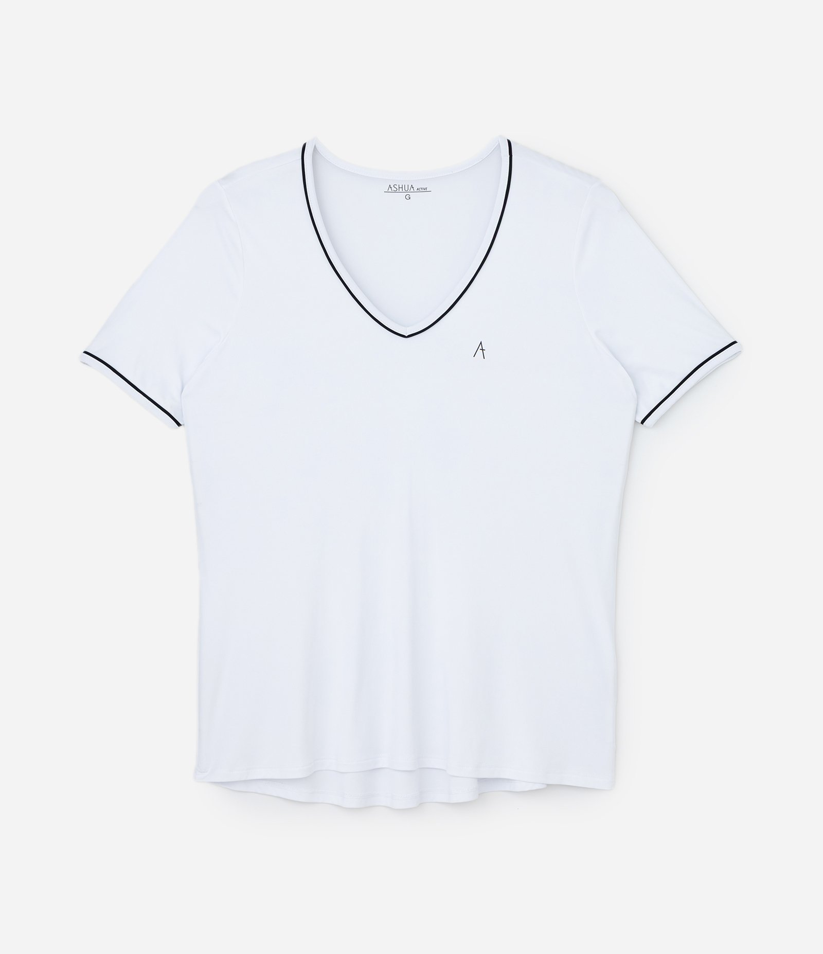 Camiseta Alongada Esportiva em Tecnologia Dry com Gola em V Curve & Plus Size Branco 5