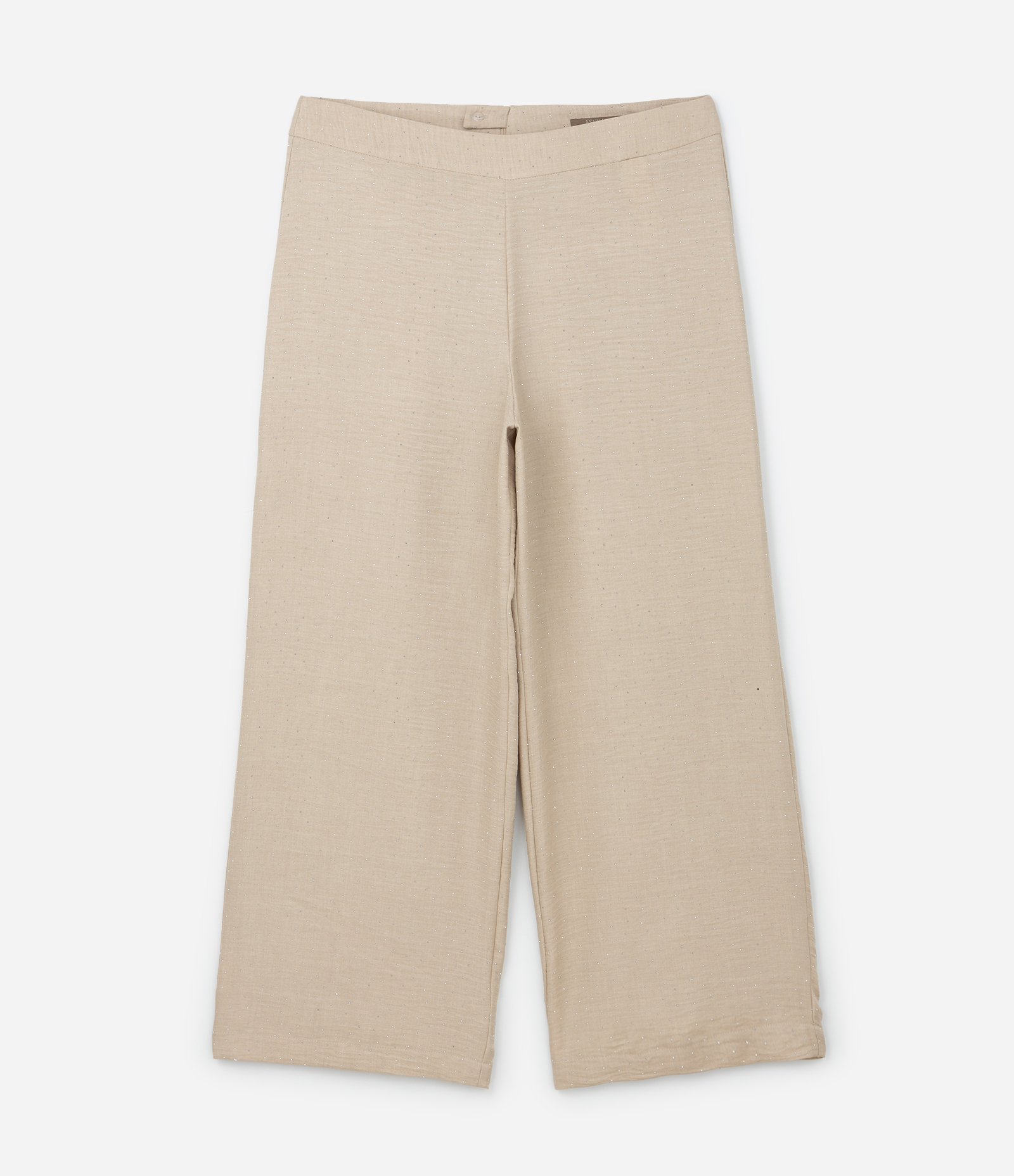 Calça Pantalona em Crepe com Brilhos Curve & Plus Size Bege 5