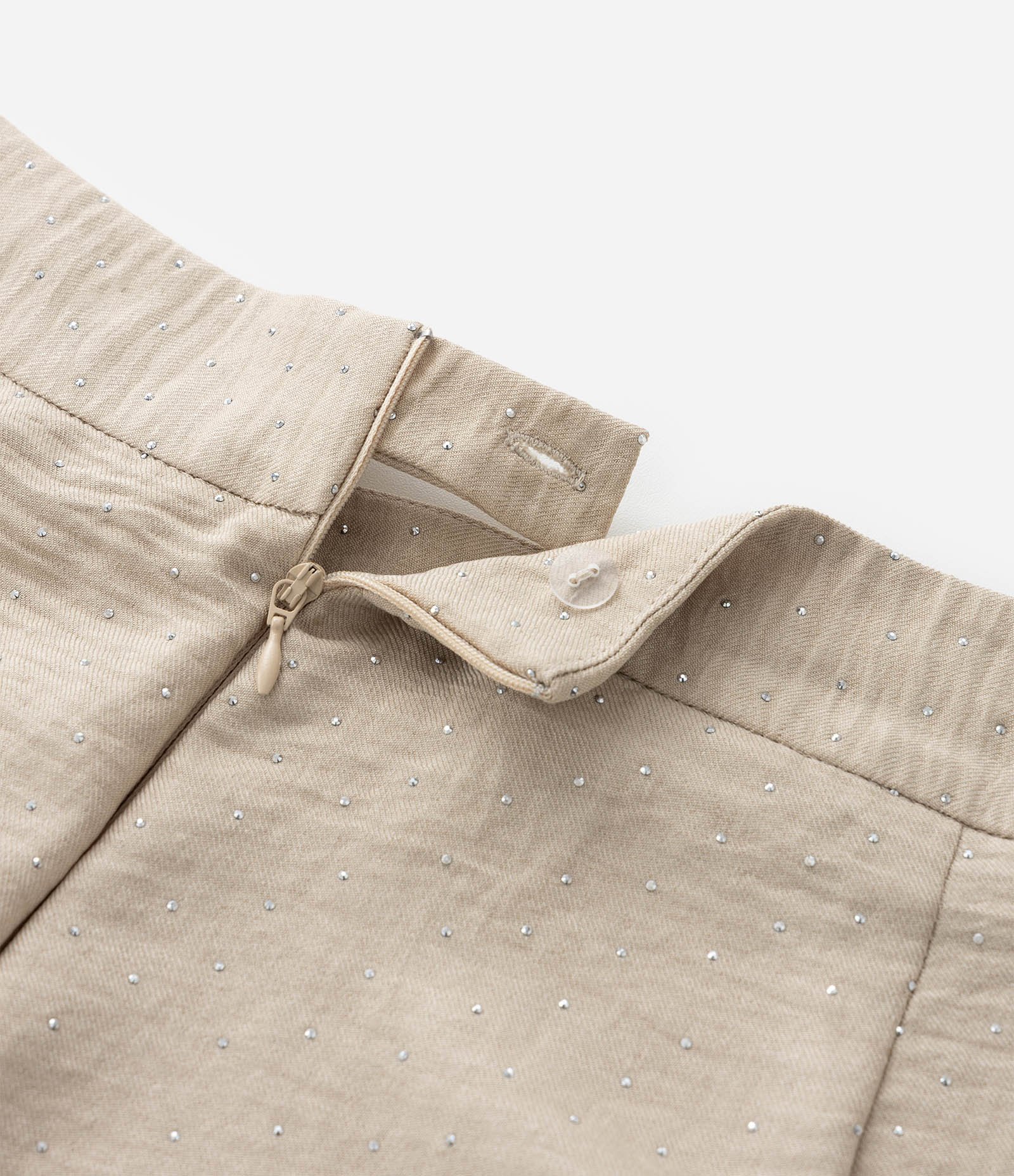 Calça Pantalona em Crepe com Brilhos Curve & Plus Size Bege 7