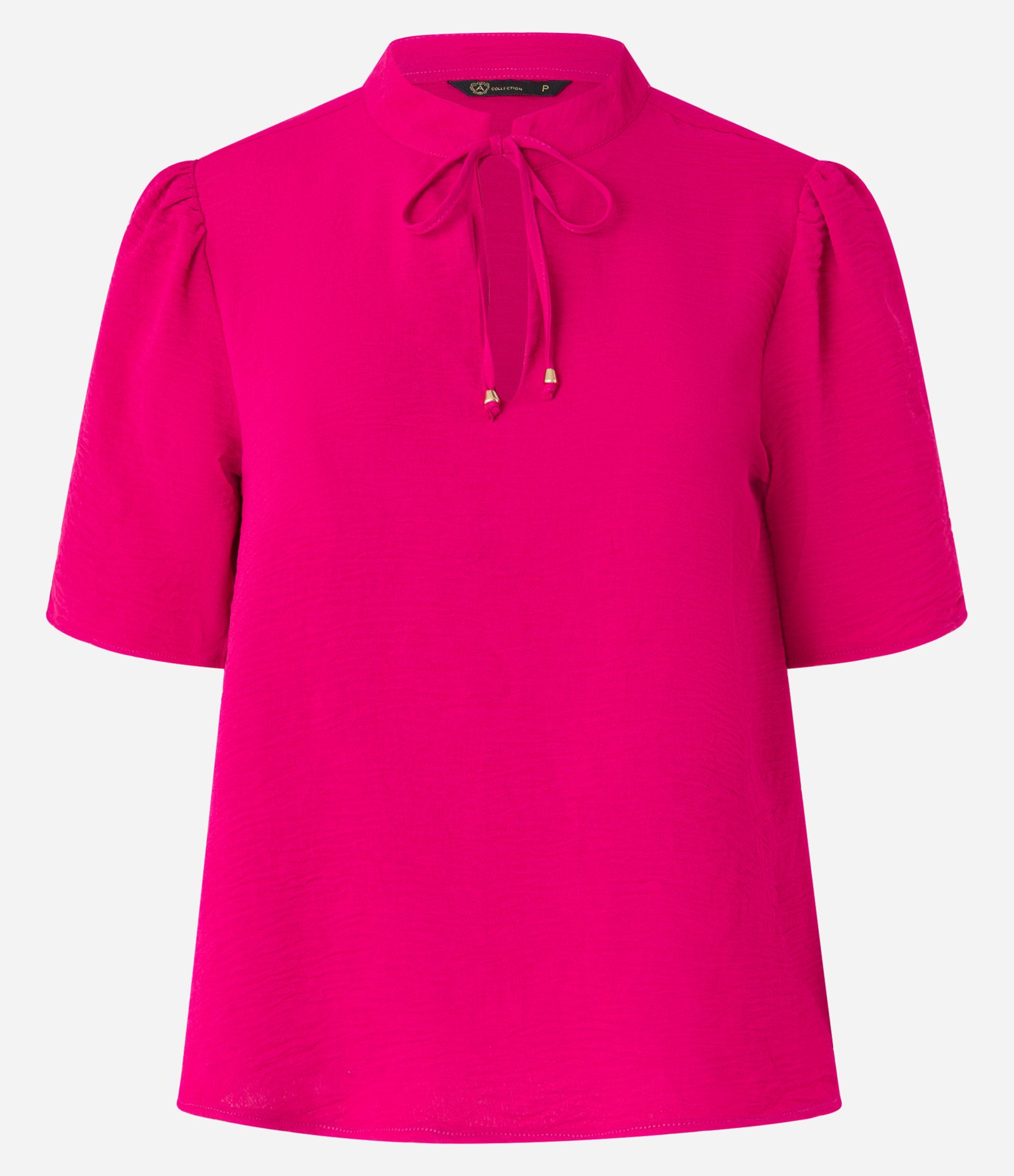 Blusa em Crepe com Amarração na Gola Padre Rosa Cereja 5