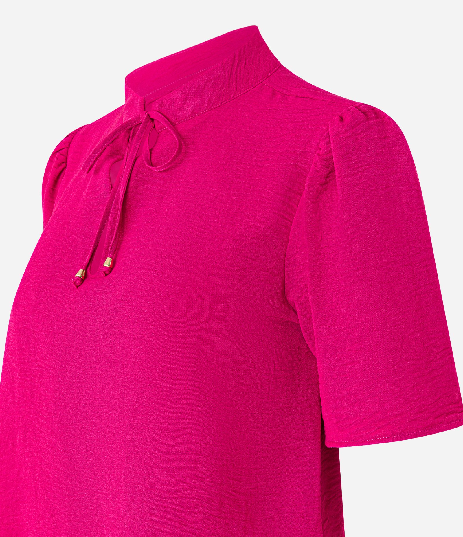 Blusa em Crepe com Amarração na Gola Padre Rosa Cereja 6