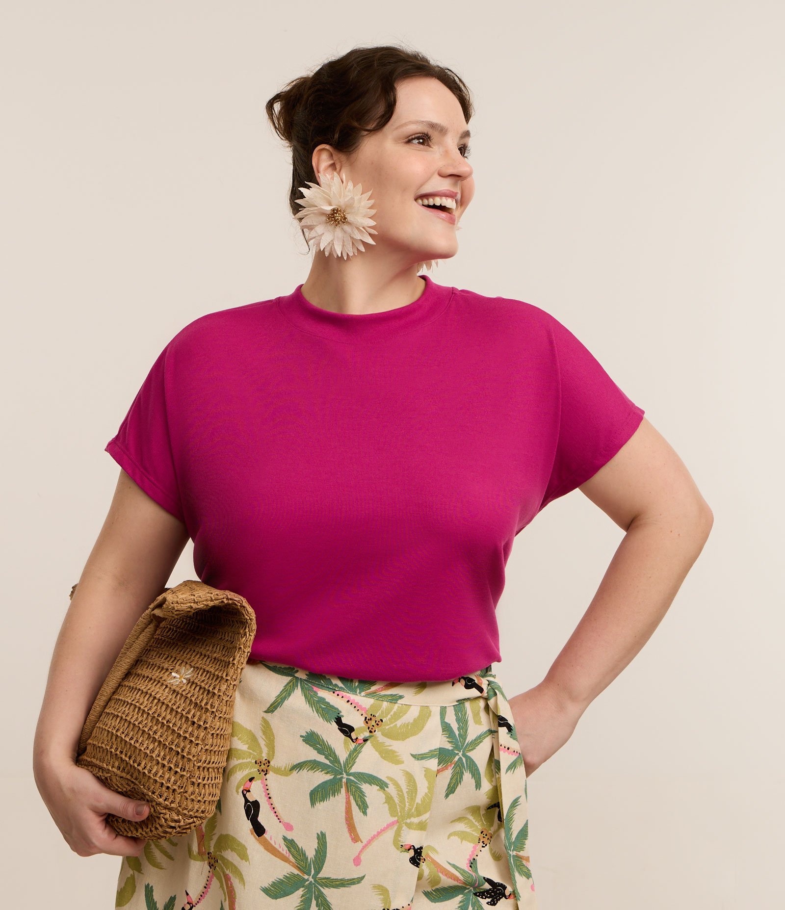 Blusa Básica em Ribana e sem Cava Curve & Plus Size Rosa Fuchsia 1