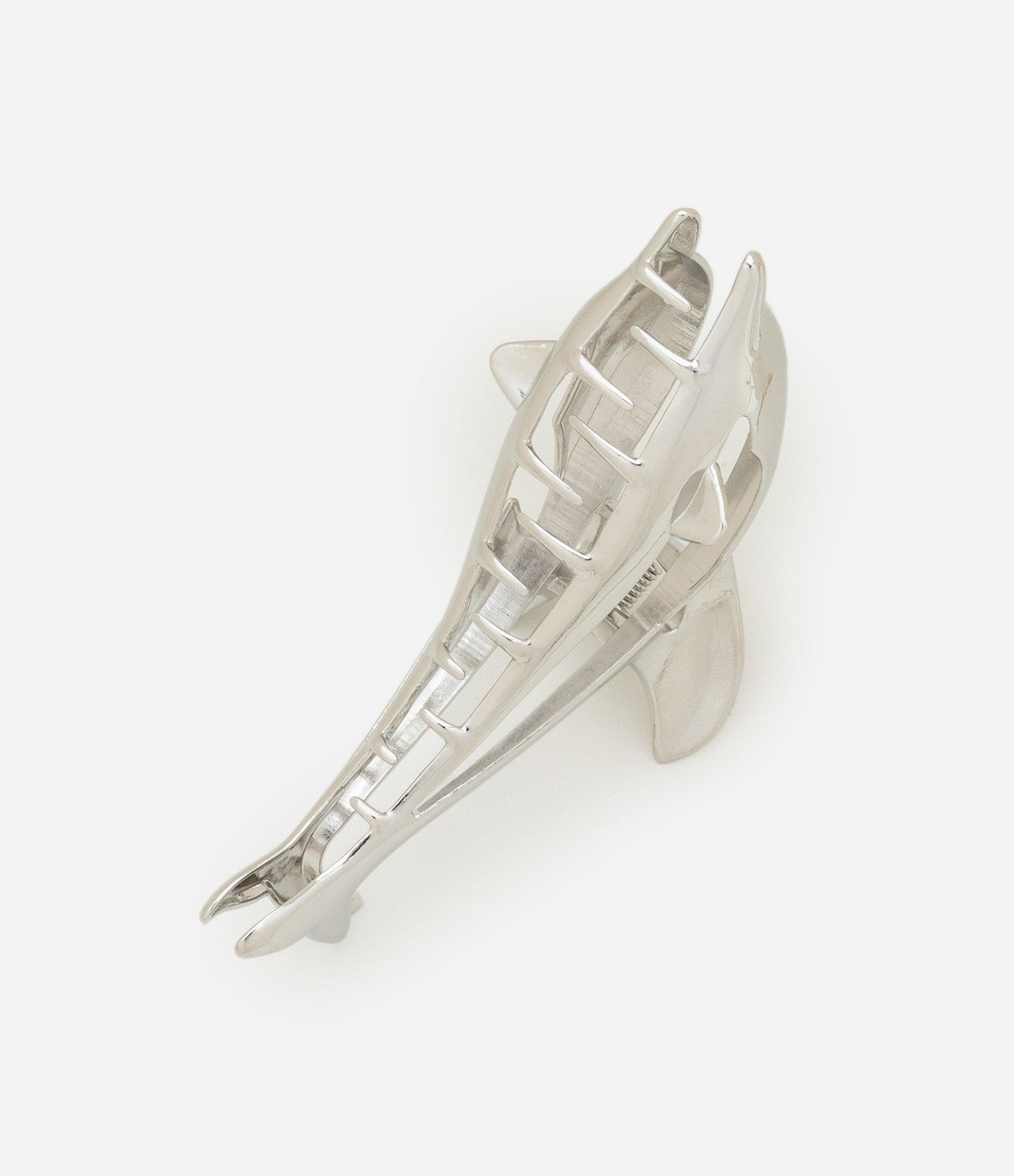 Piranha de Cabelo com Forma de Golfinho Vazado Prata 2