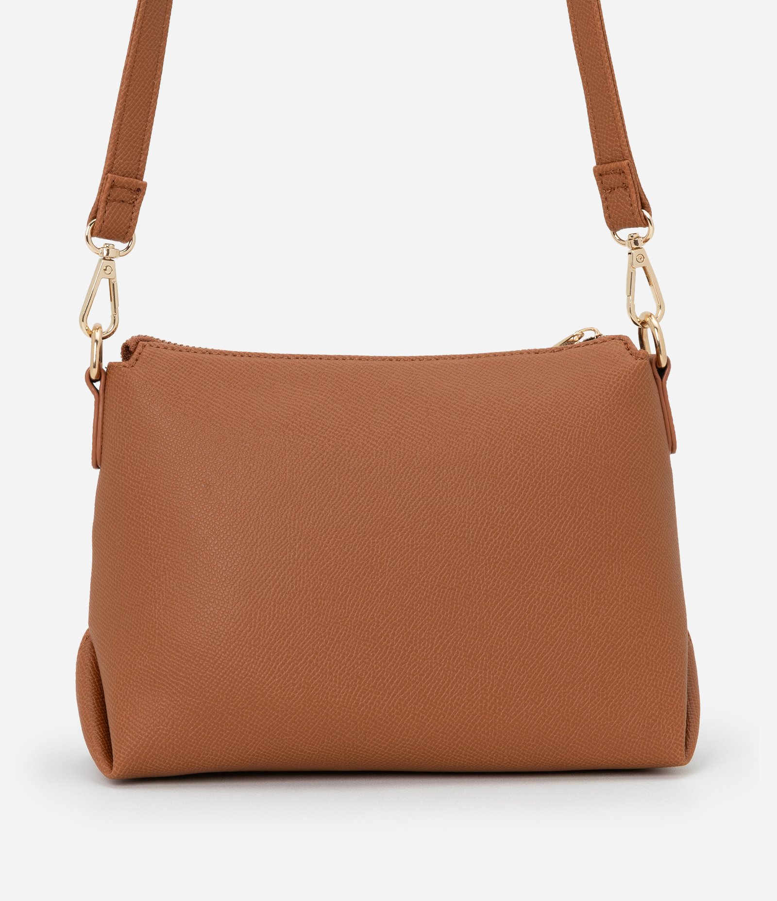 Bolsa Transversal Pequena com Estampa Triangular e Detalhes Contrastantes Off White-AC 3