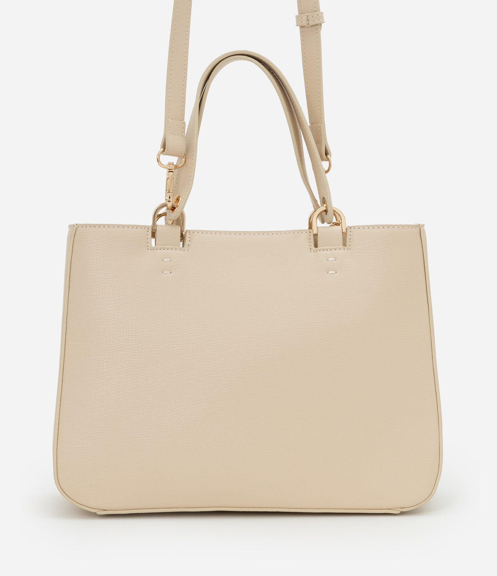 Bolsa Satchel Média com Alça Removível e Chaveiro Pompom Bege 3