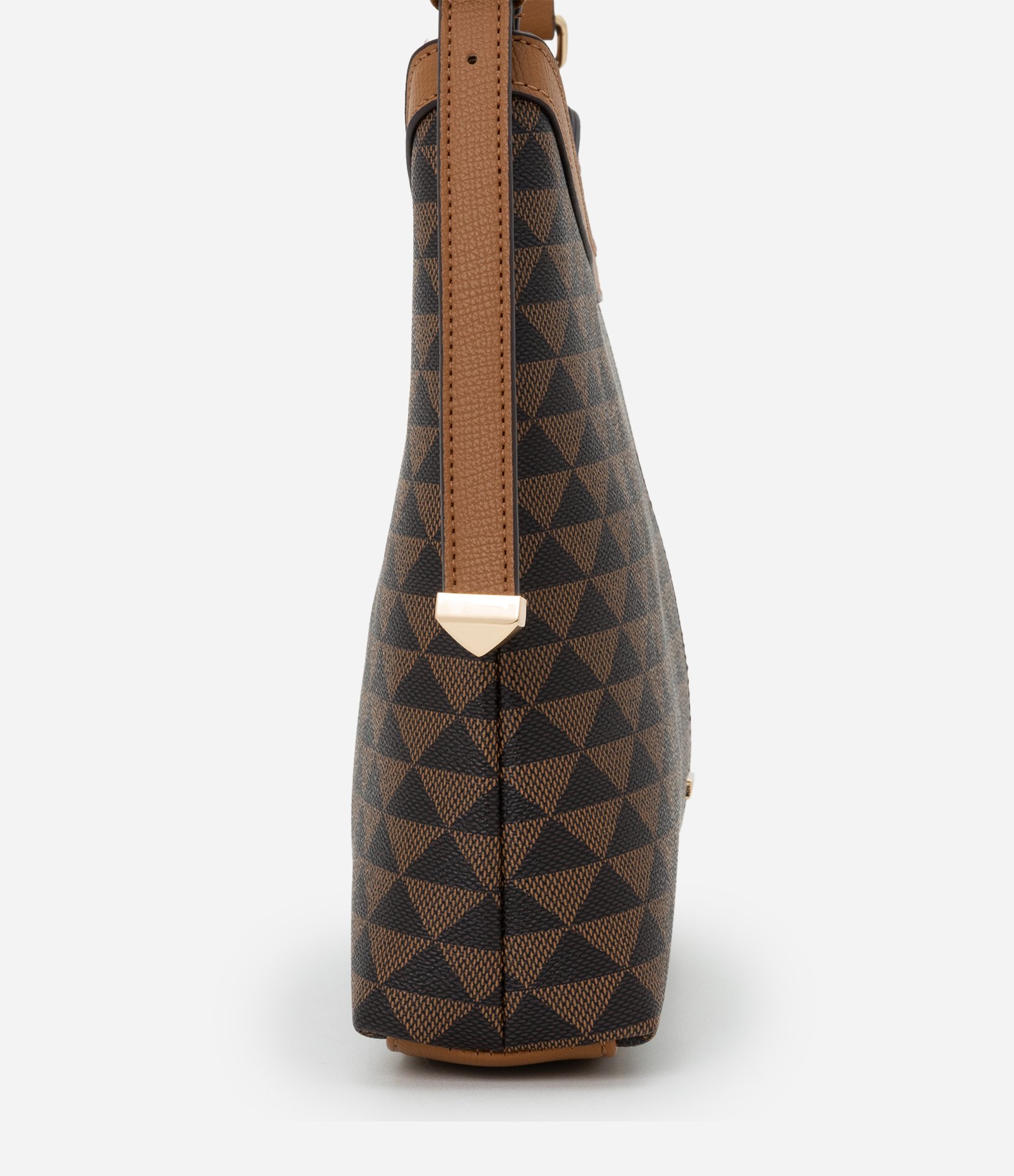 Bolsa Shoulder Média com Estampa Triangular Marrom 3