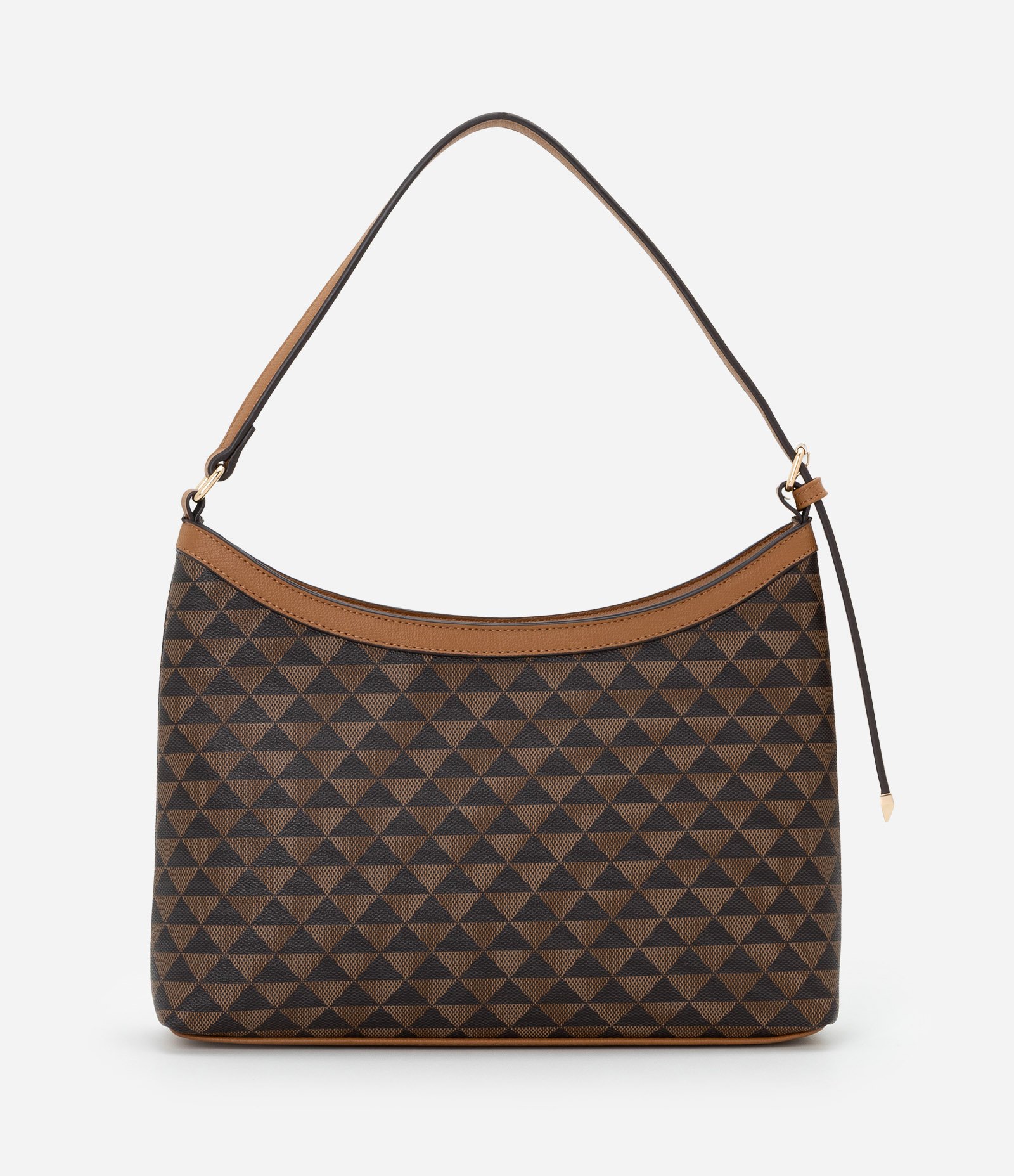 Bolsa Shoulder Média com Estampa Triangular Marrom 4