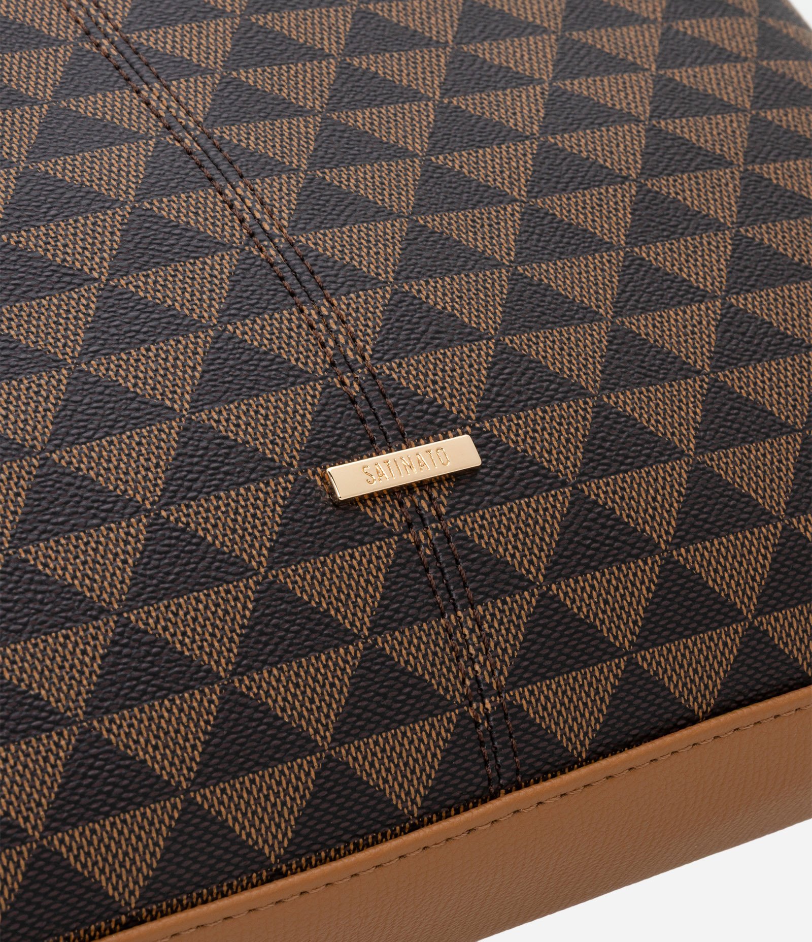 Bolsa Shoulder Média com Estampa Triangular Marrom 5