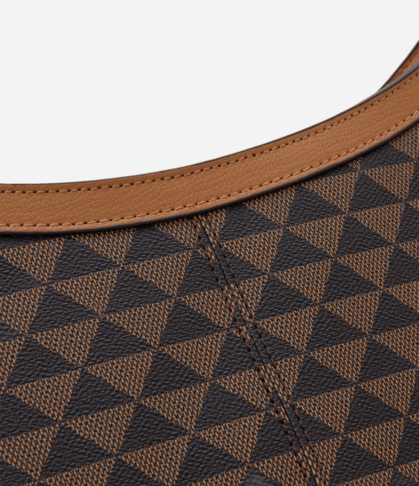 Bolsa Shoulder Média com Estampa Triangular Marrom 6