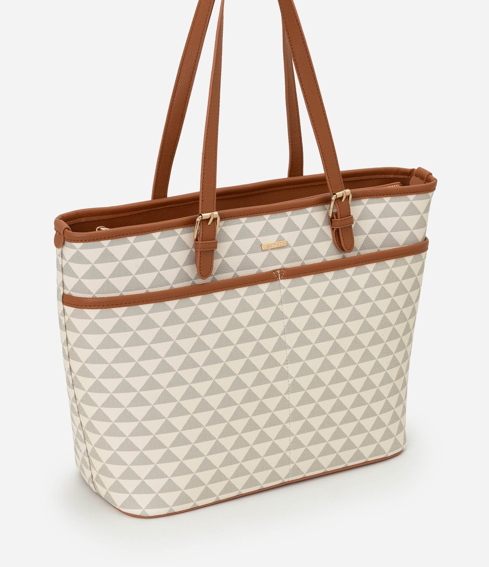 Bolsa Shopper em PU com Estampa em Triângulo Off White 2