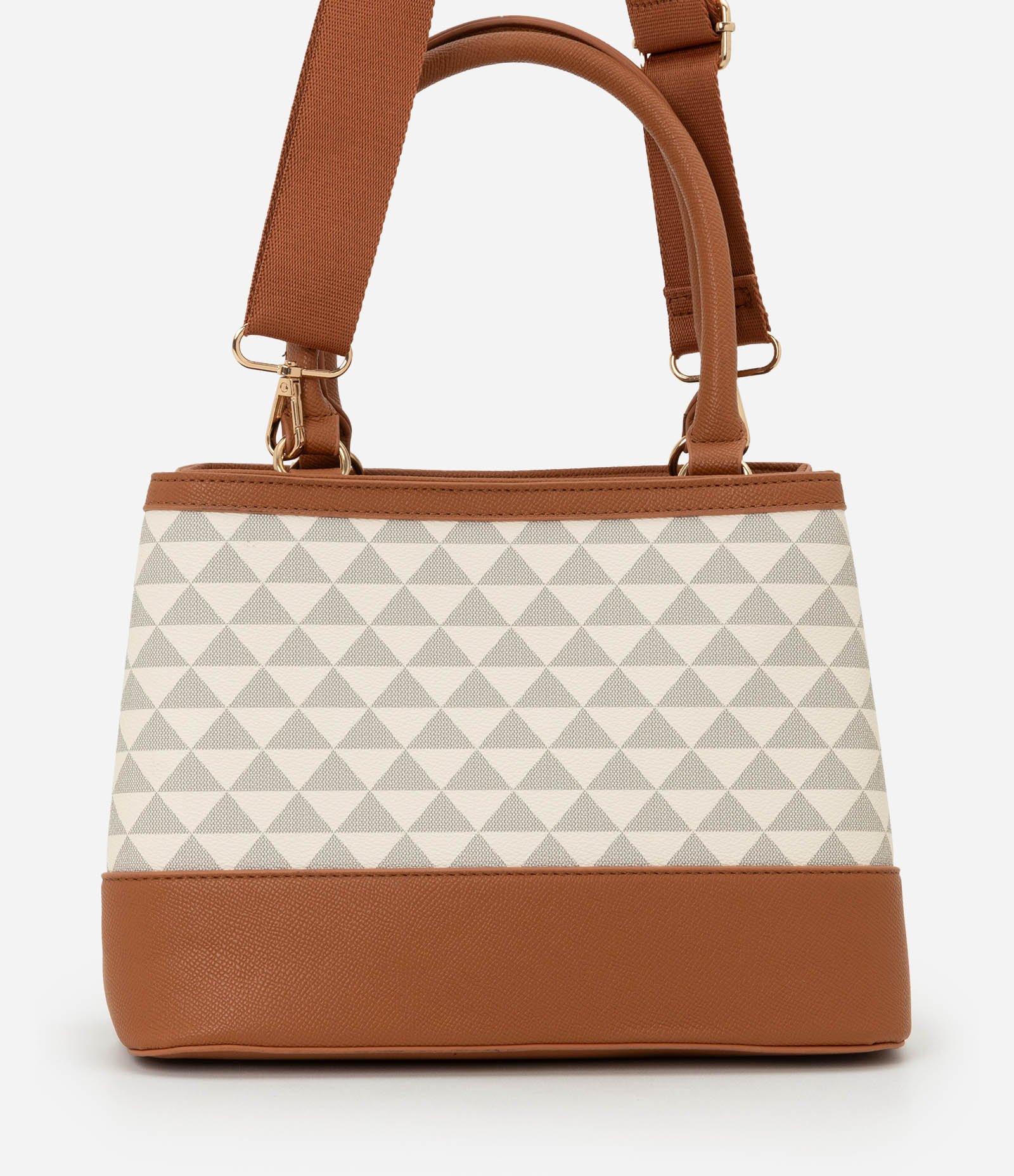 Bolsa Satchel Média com Estampa Triangular Off White 3