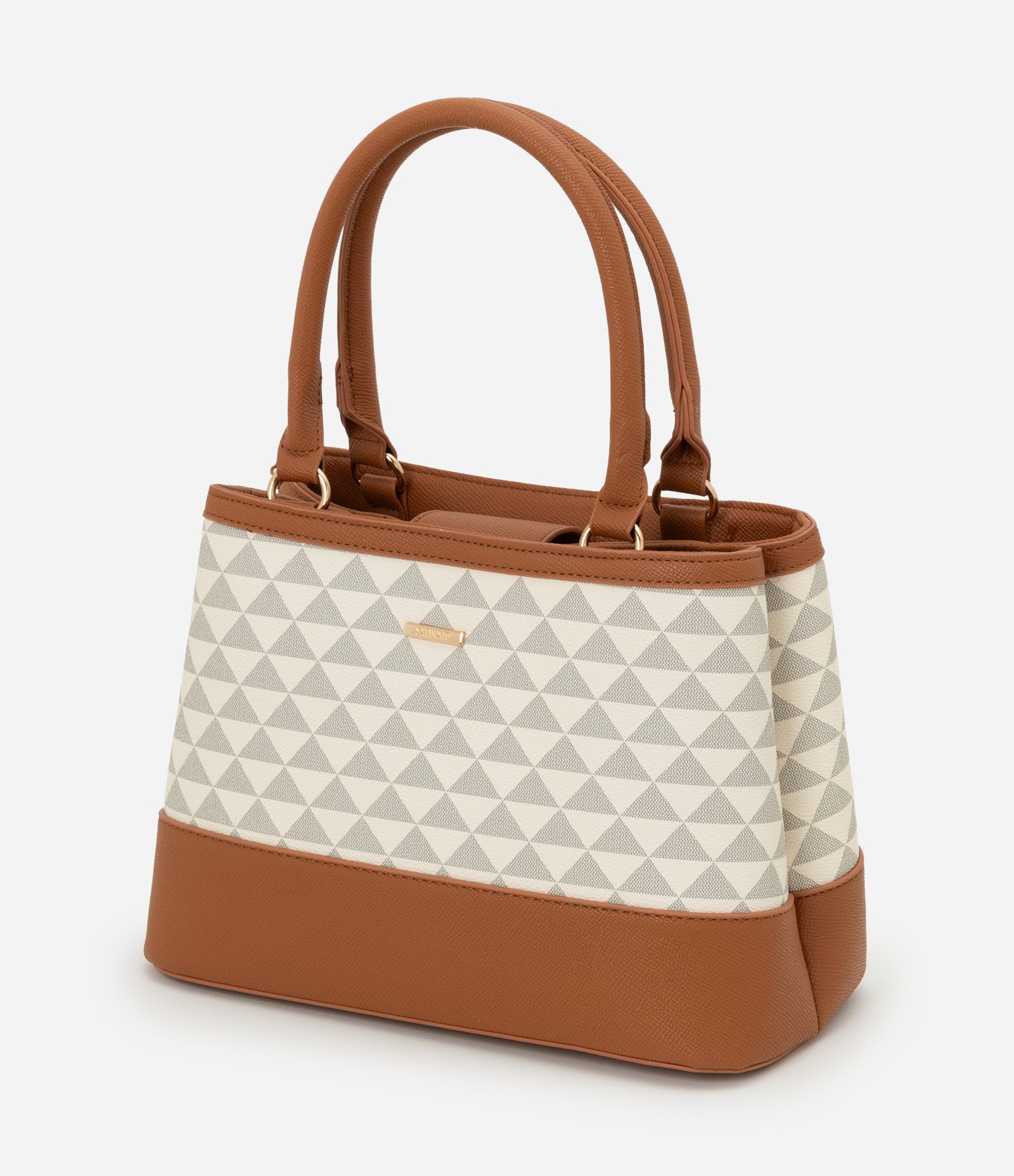 Bolsa Satchel Média com Estampa Triangular Off White 4