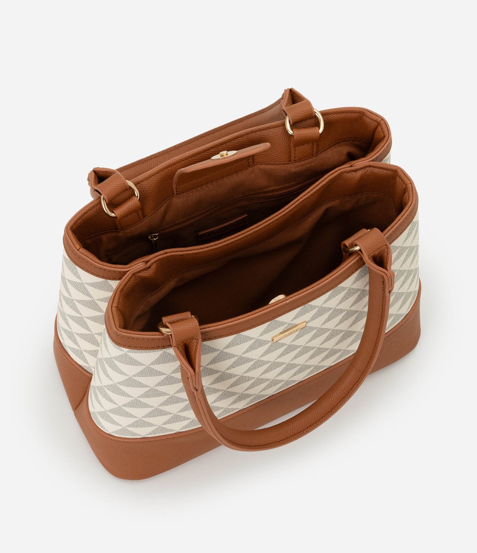 Bolsa Satchel Média com Estampa Triangular Off White 5