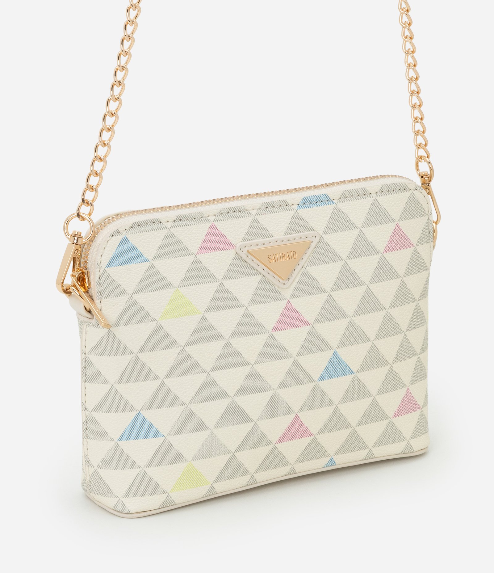 Bolsa Transversal em PU com Estampa Triângulo Off White 2
