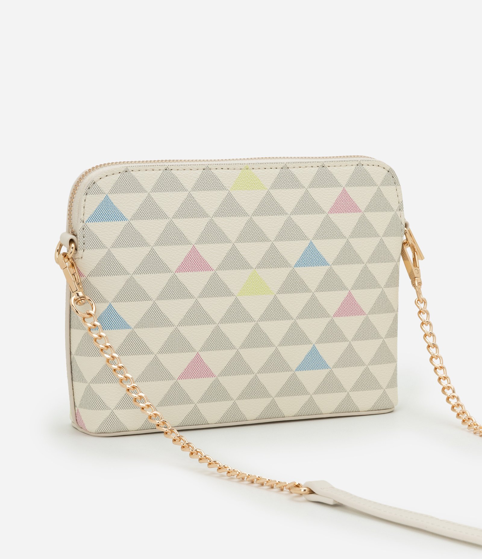 Bolsa Transversal em PU com Estampa Triângulo Off White 4