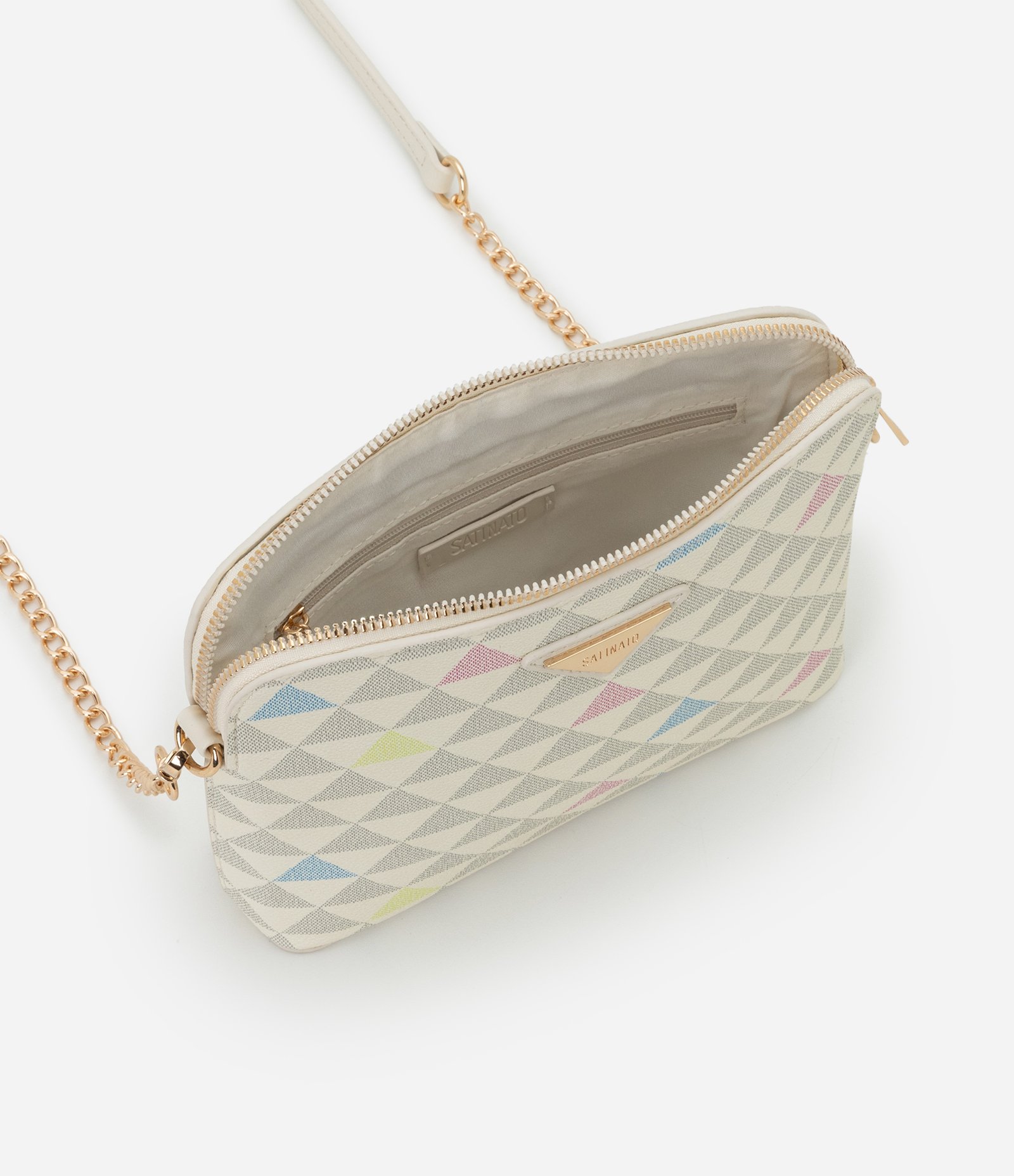 Bolsa Transversal em PU com Estampa Triângulo Off White 6