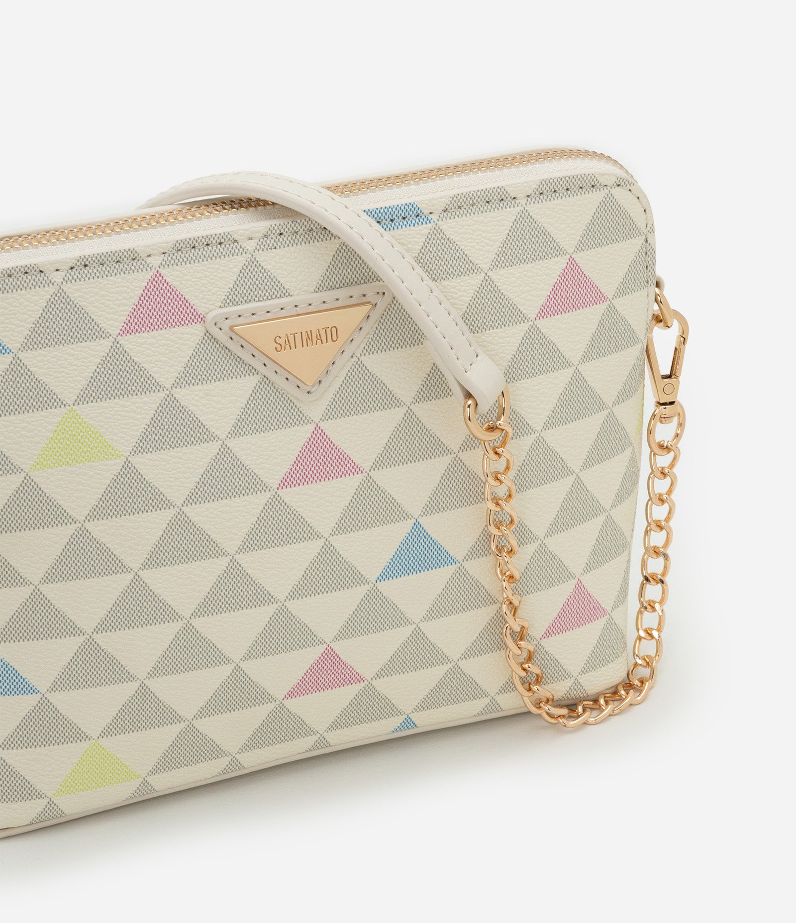 Bolsa Transversal em PU com Estampa Triângulo Off White 7