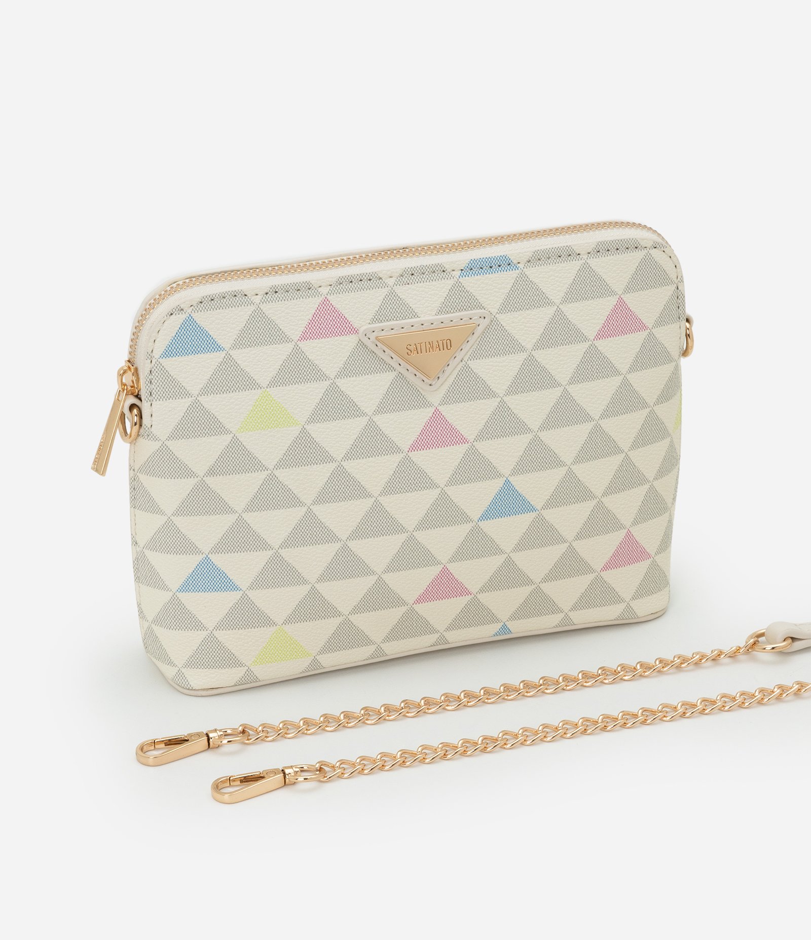 Bolsa Transversal em PU com Estampa Triângulo Off White 8