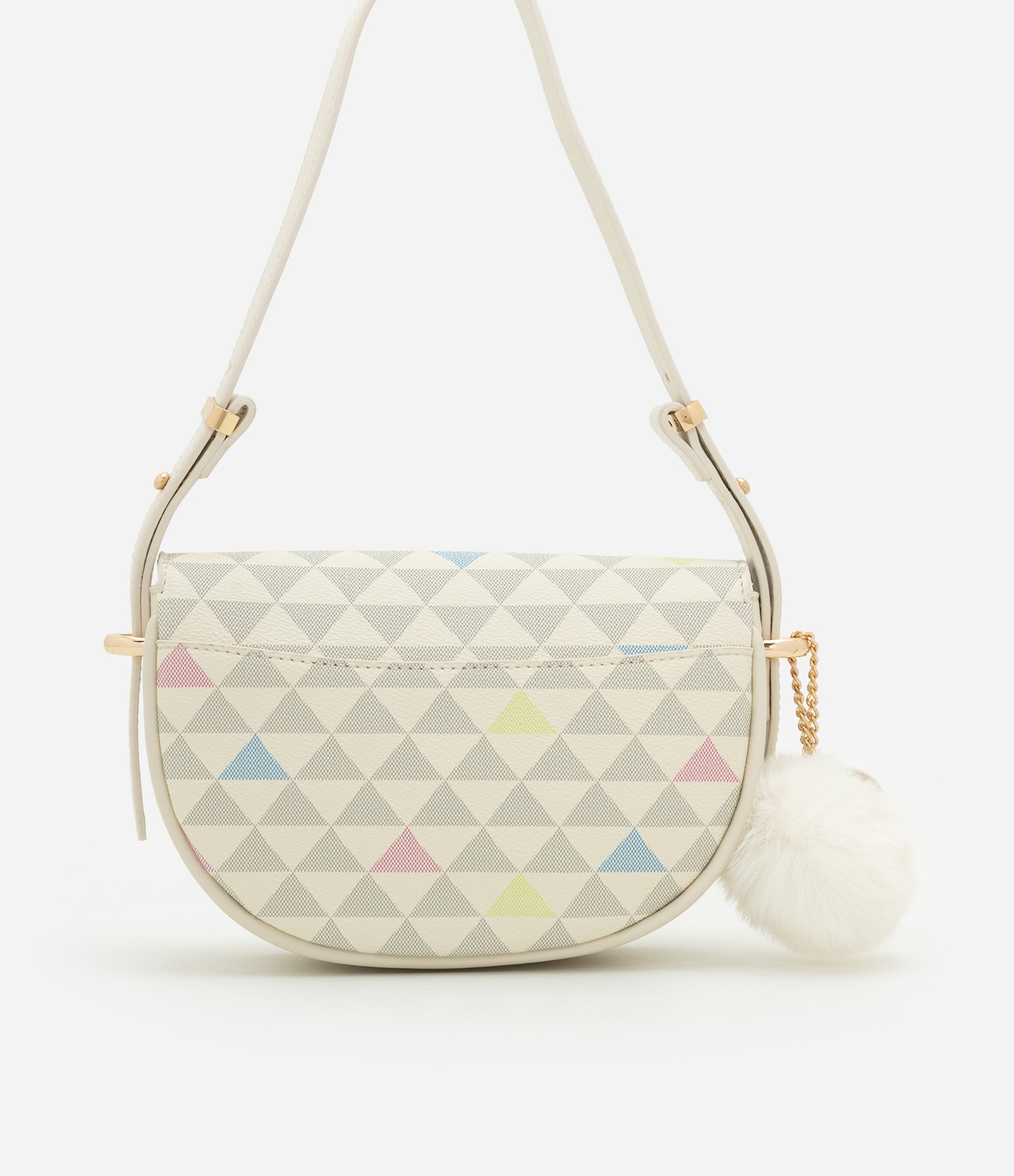 Bolsa Shoulder em PU com Estampa Triângulo Off White 4