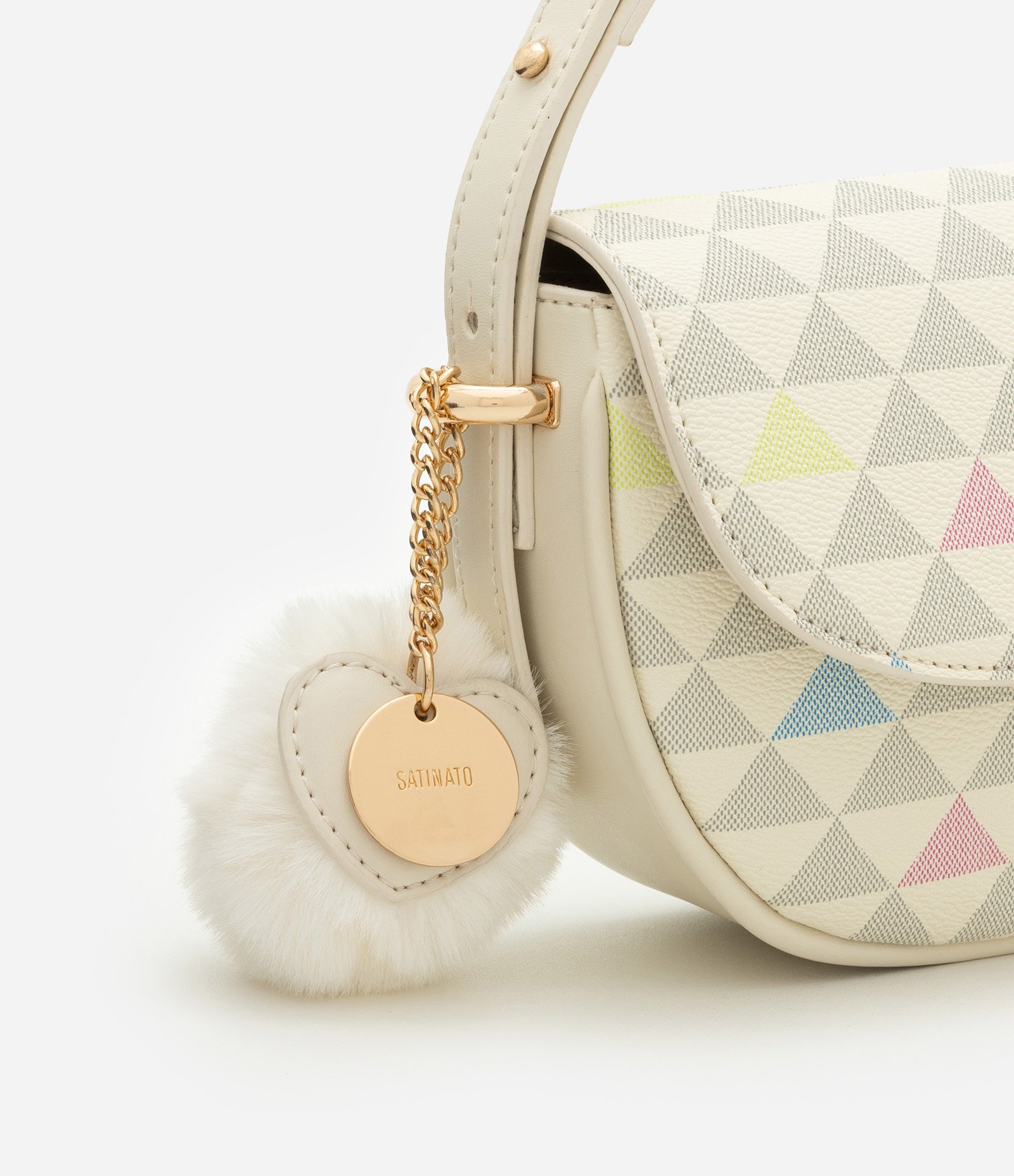 Bolsa Shoulder em PU com Estampa Triângulo Off White 5