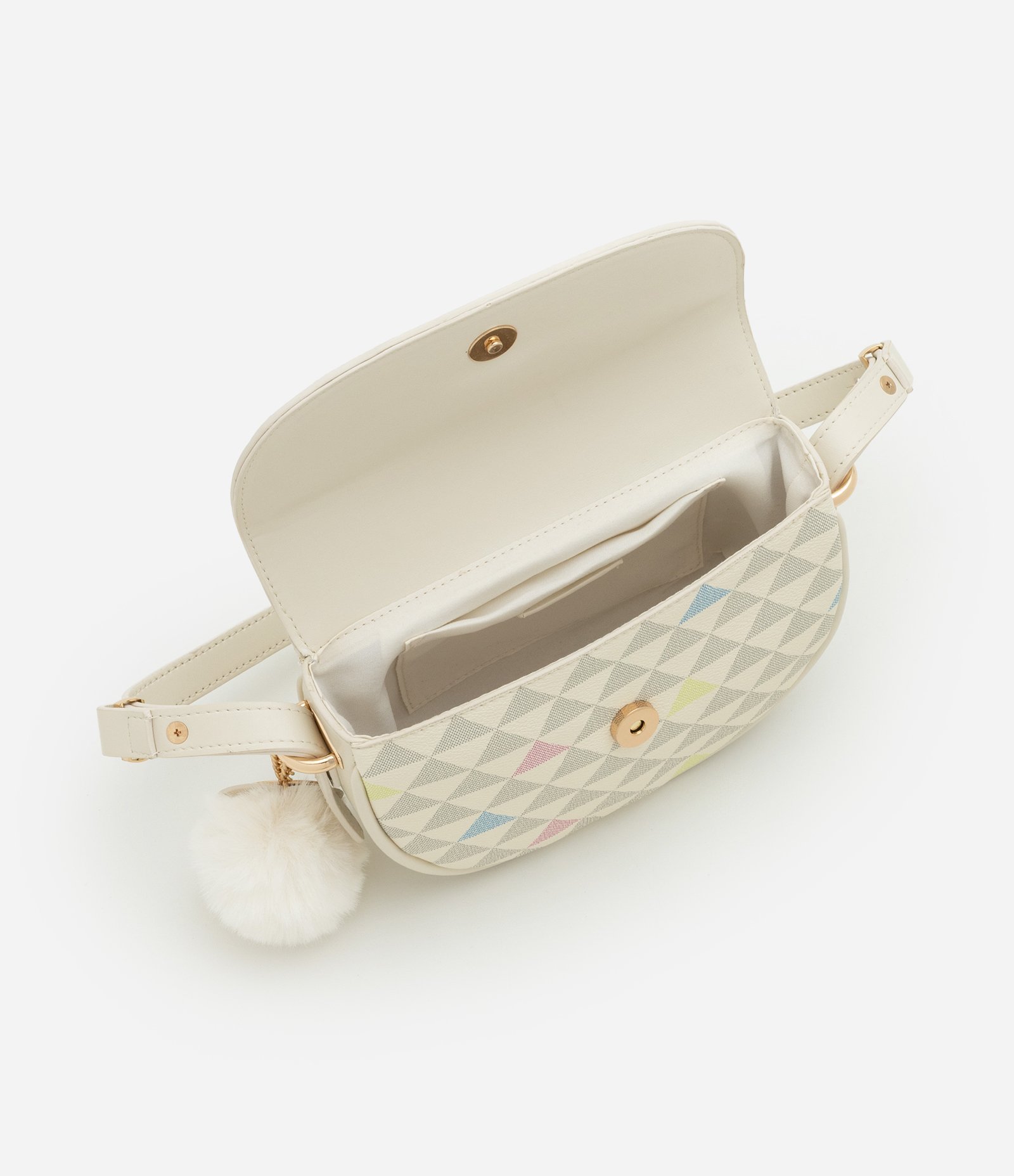 Bolsa Shoulder em PU com Estampa Triângulo Off White 6