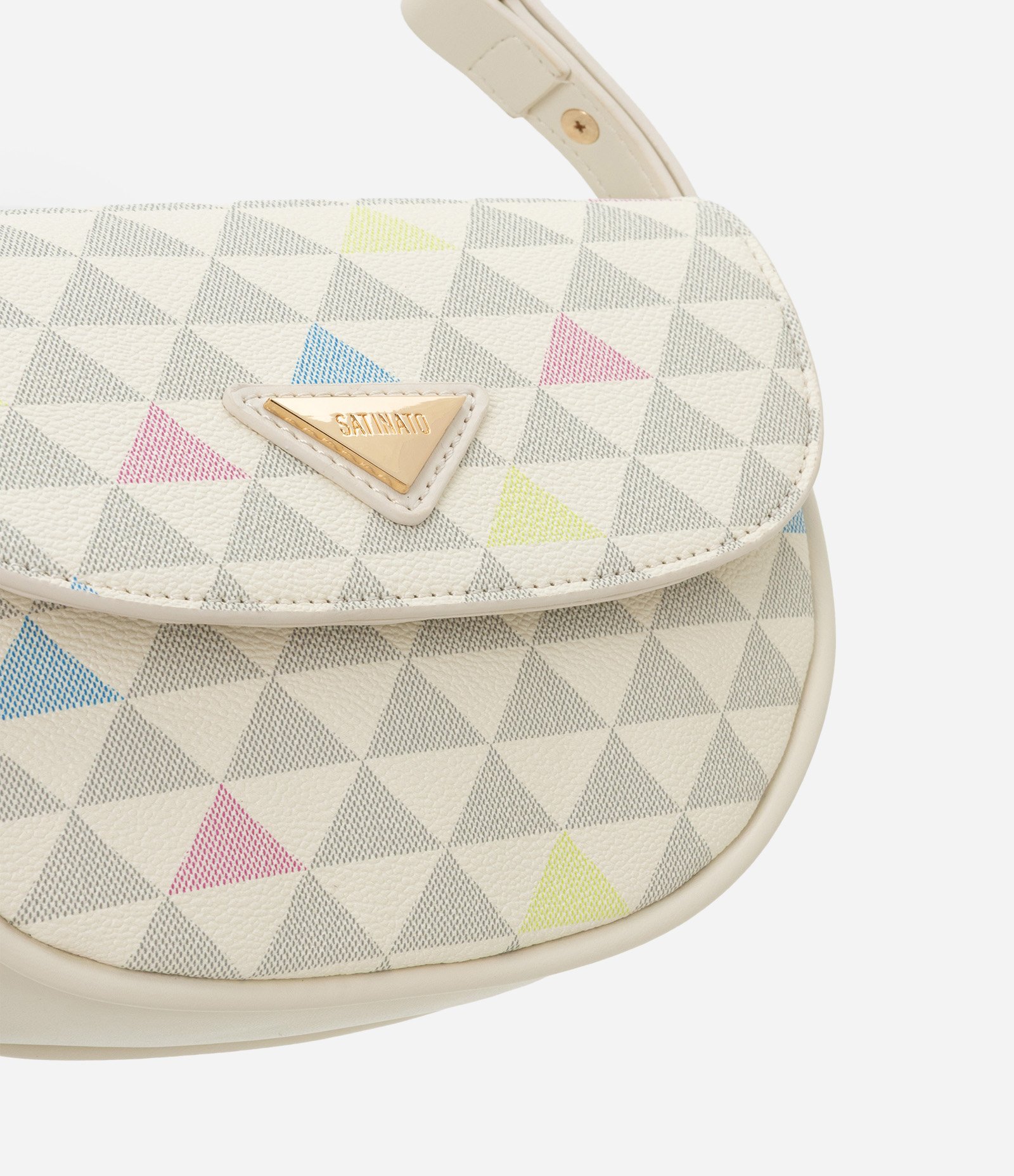 Bolsa Shoulder em PU com Estampa Triângulo Off White 7