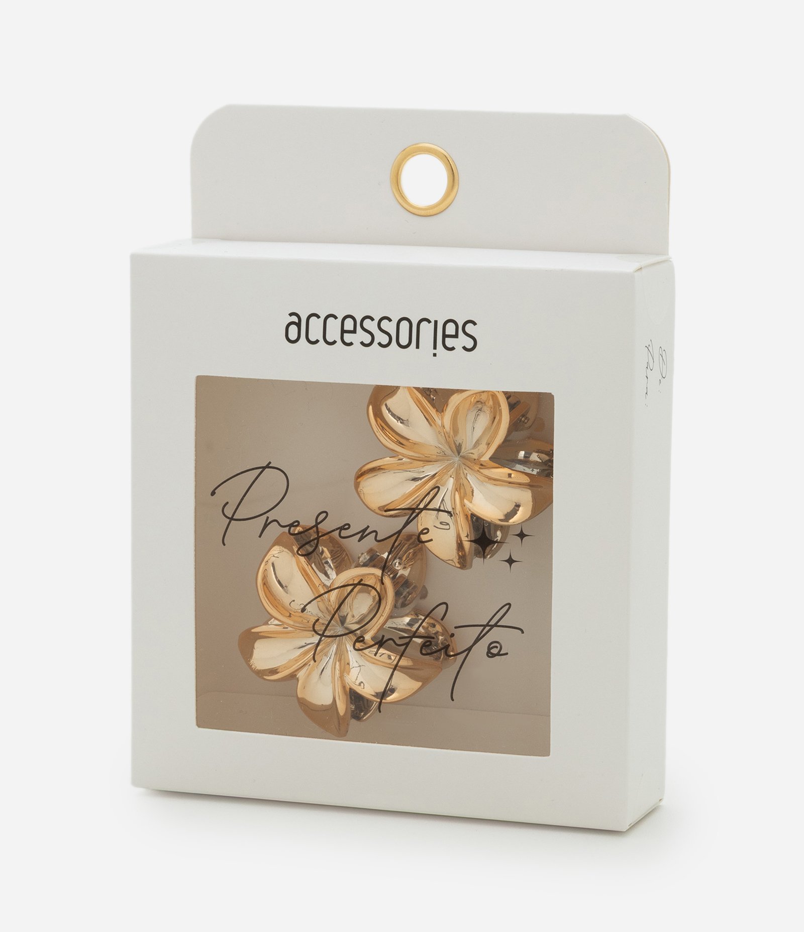 Kit 02 Piranhas de Cabelo com Forma de Flor Dourado 1