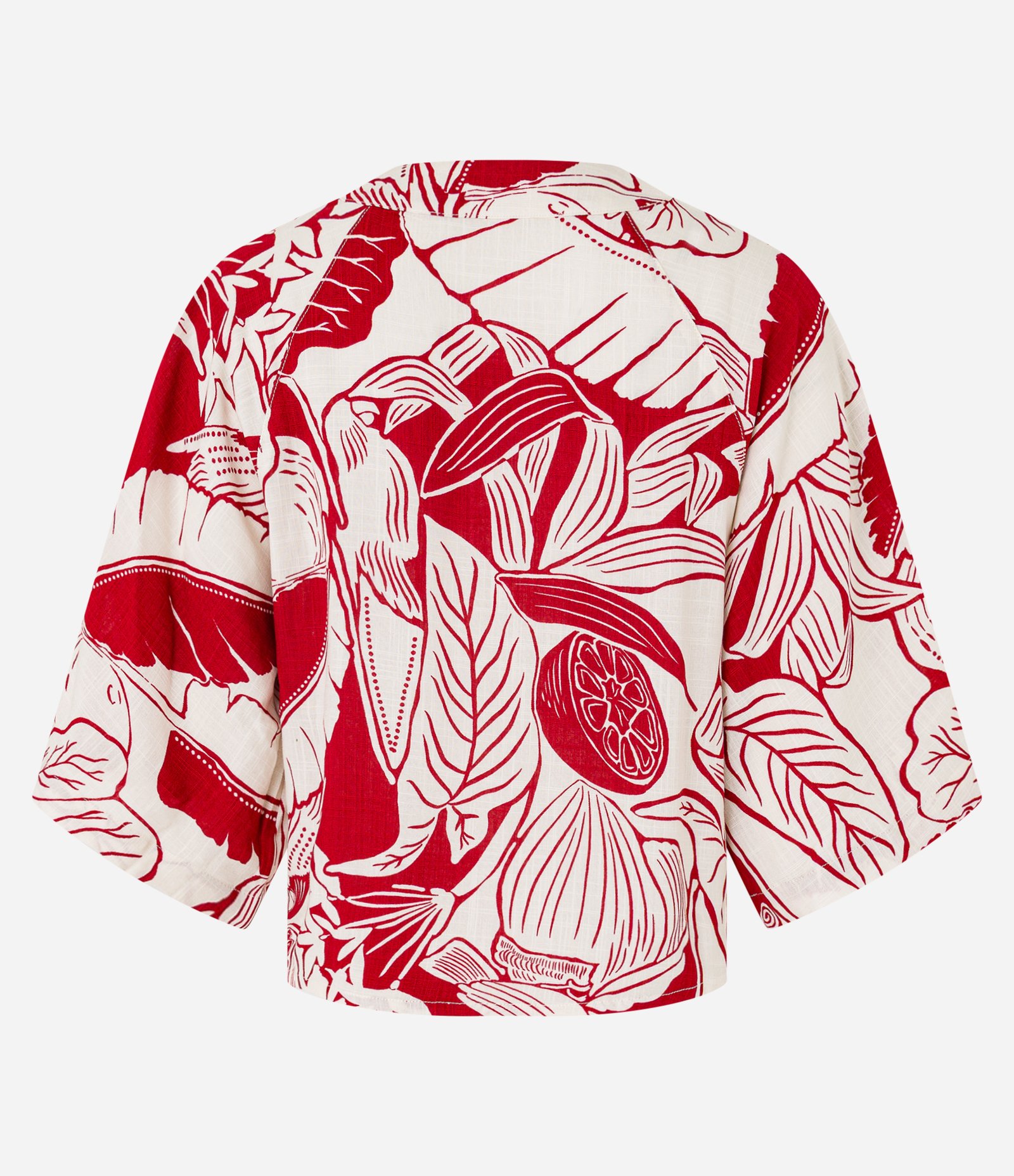 Blusa em Viscose com Estampa Folhagens e Limões Vermelho 6