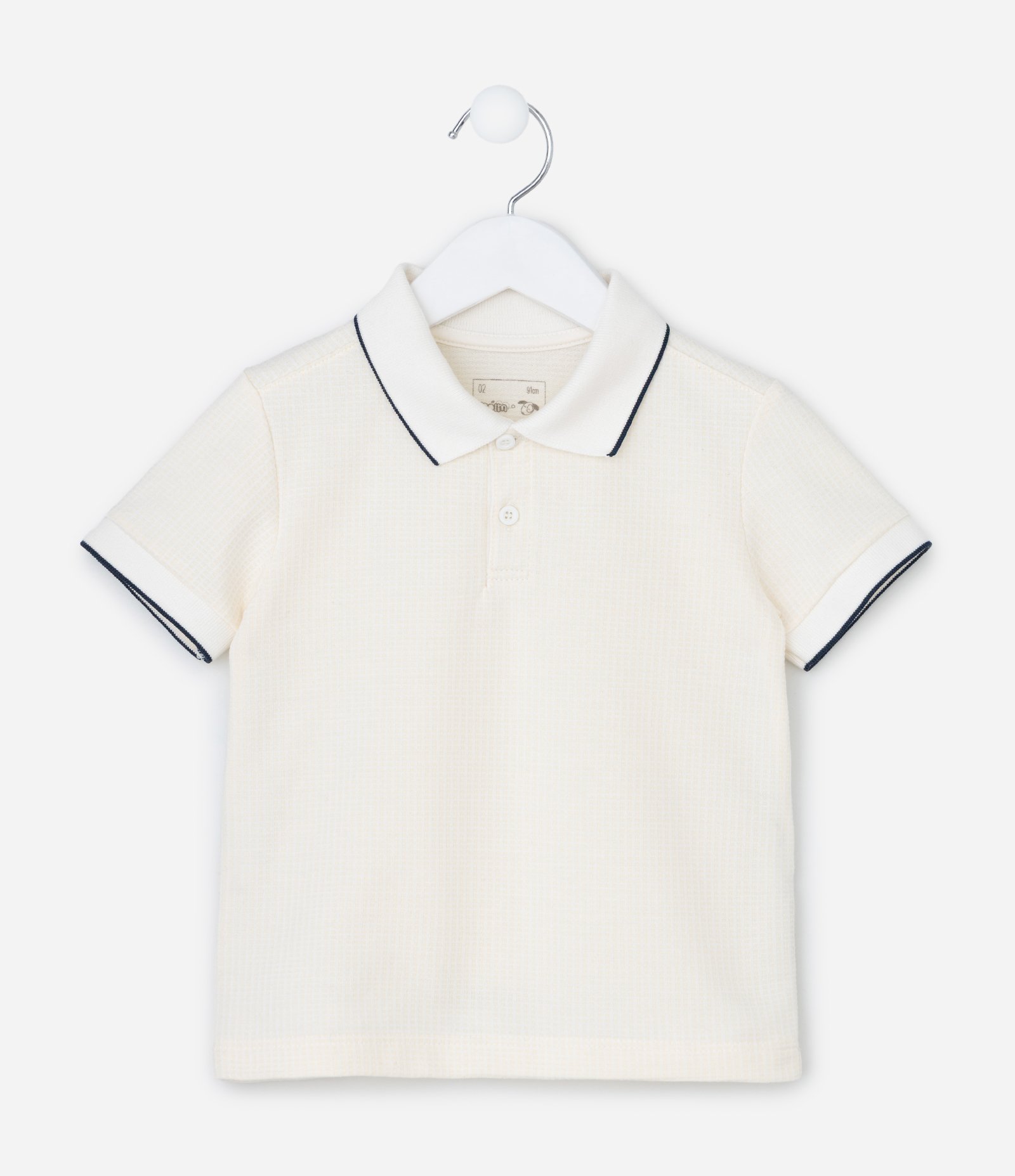 Camiseta Polo Infantil Texturizada - Tam 1 a 6 Anos Off White 2