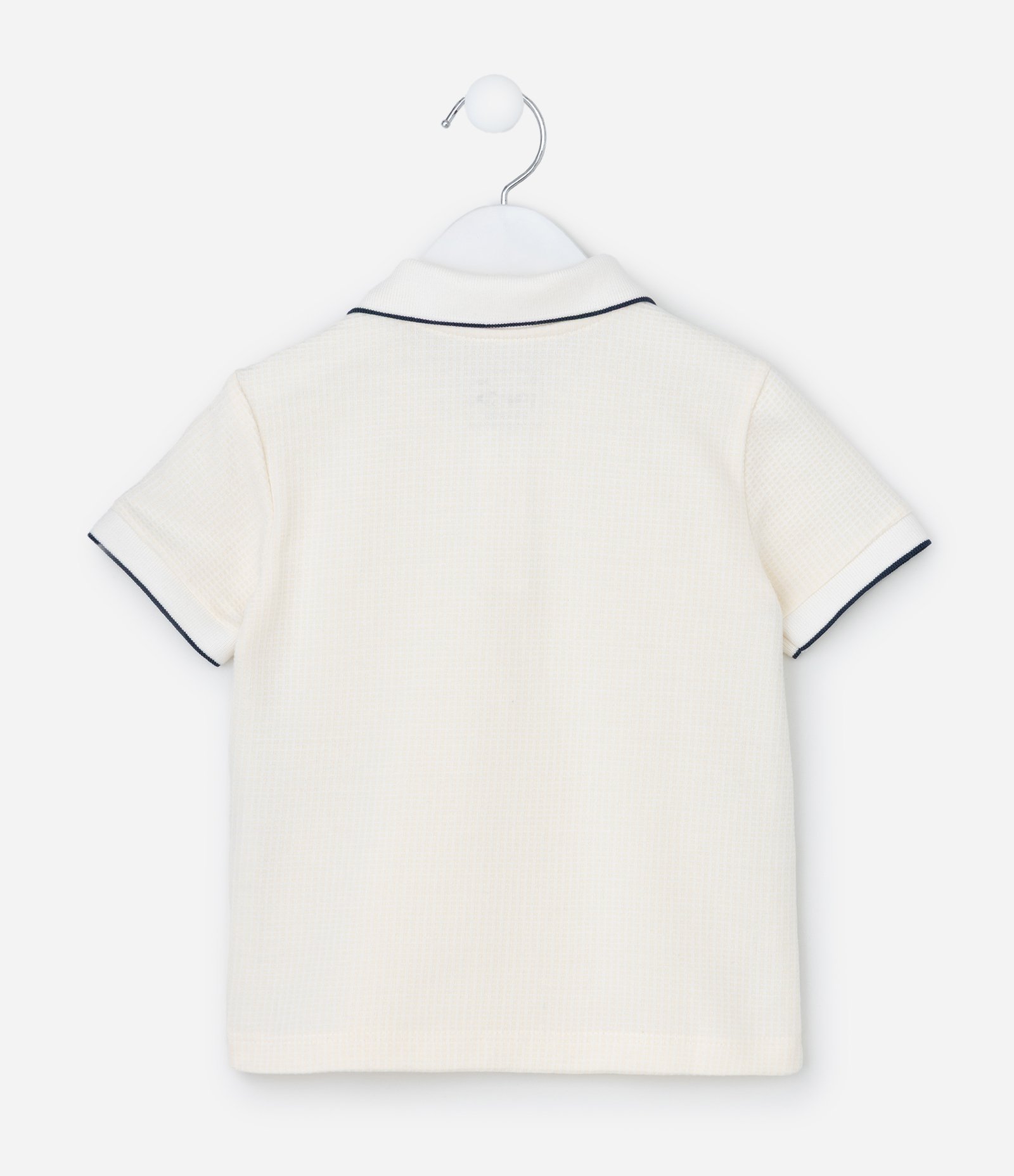 Camiseta Polo Infantil Texturizada - Tam 1 a 6 Anos Off White 3