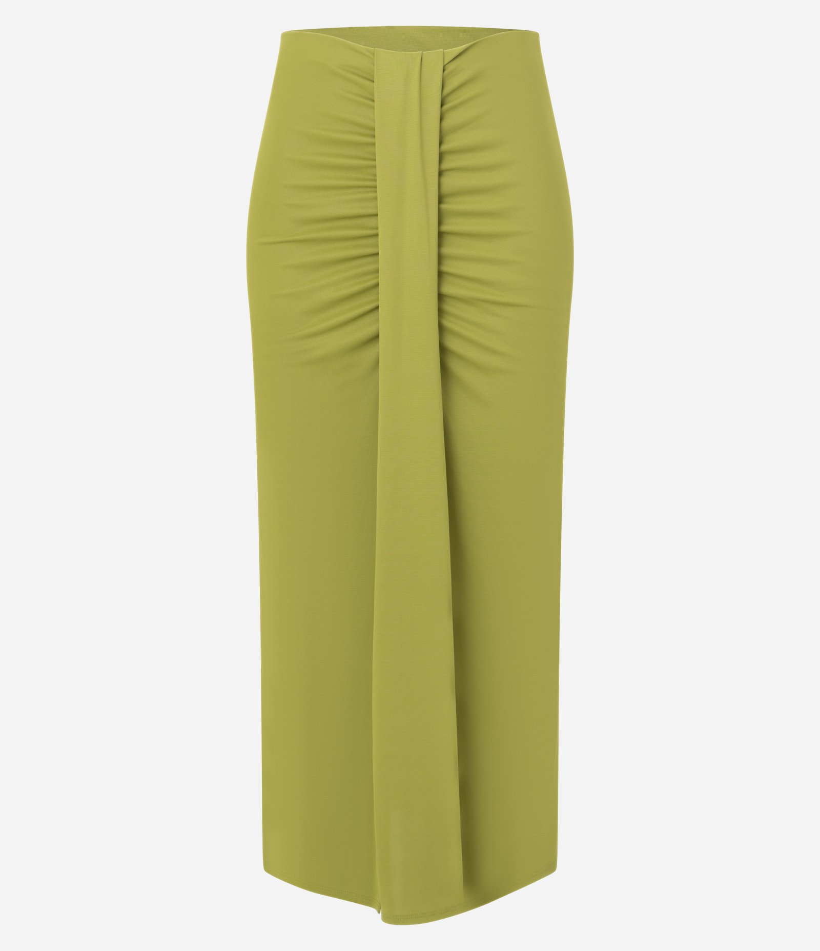 Saia Longa em Poliamida com Recorte Sobreposto e Franzidos Verde 6