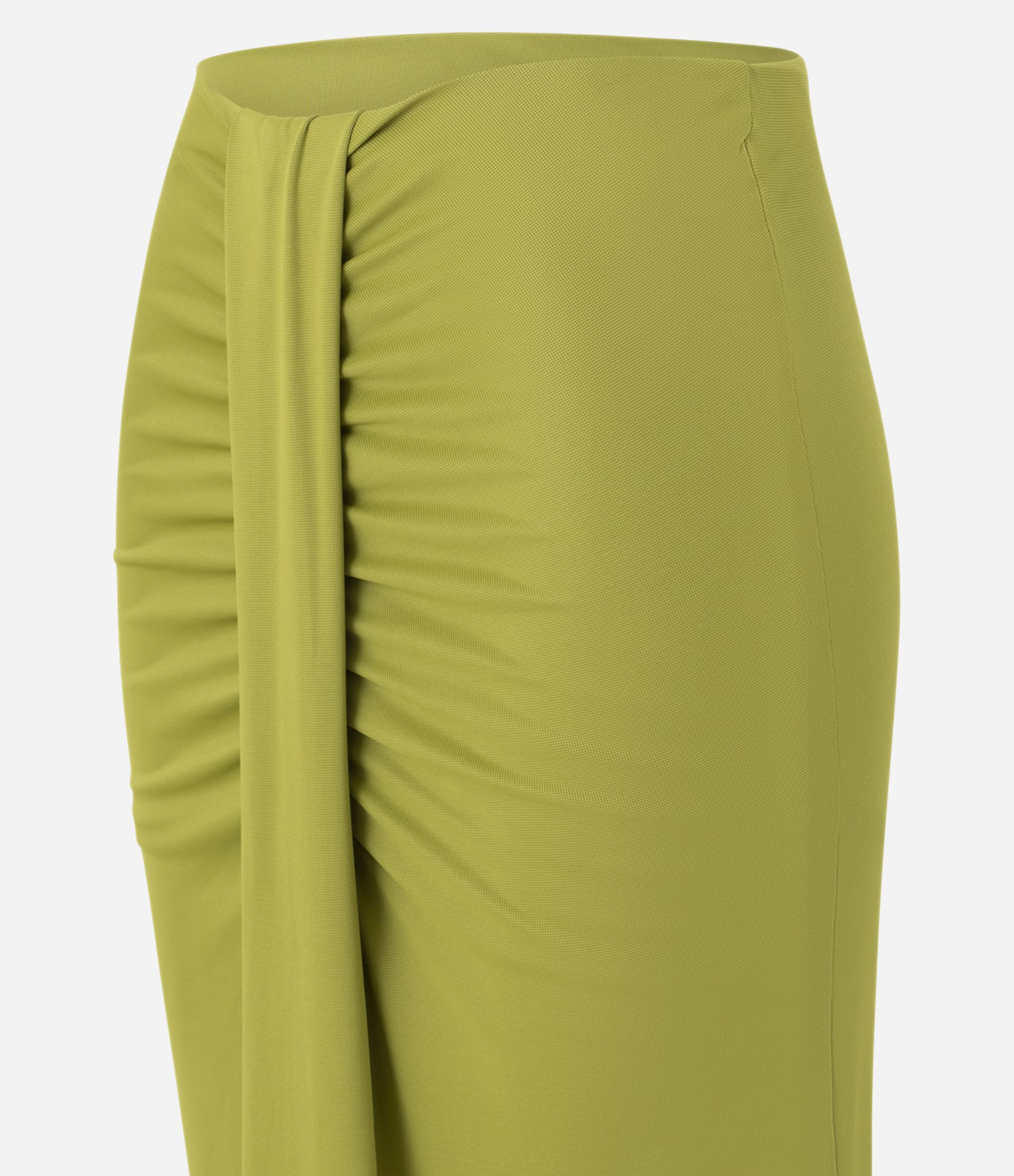 Saia Longa em Poliamida com Recorte Sobreposto e Franzidos Verde 7