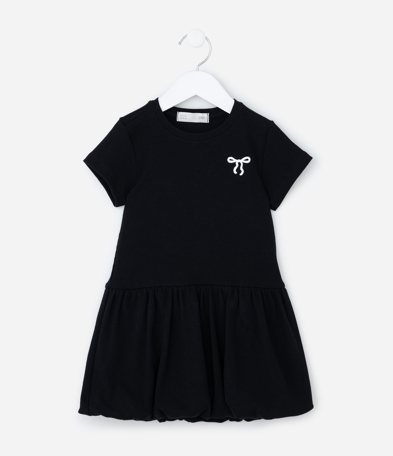 Vestido Balonê Infantil com Bordado de Laço - Tam 1 a 6 Anos Preto 2