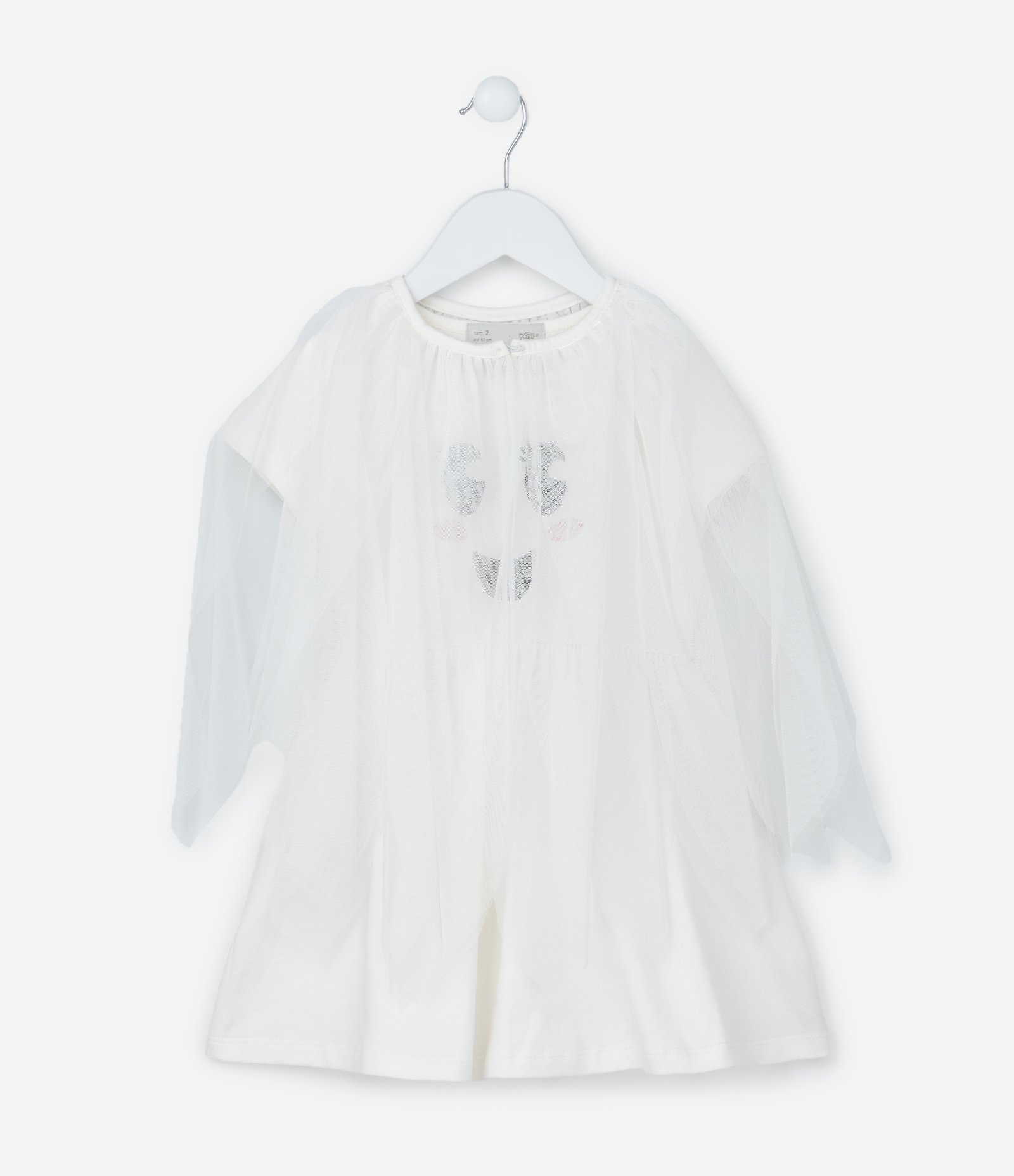 Vestido Infantil com Estampa e Capa Fastasma - Tam 1 a 6 Anos Branco 2