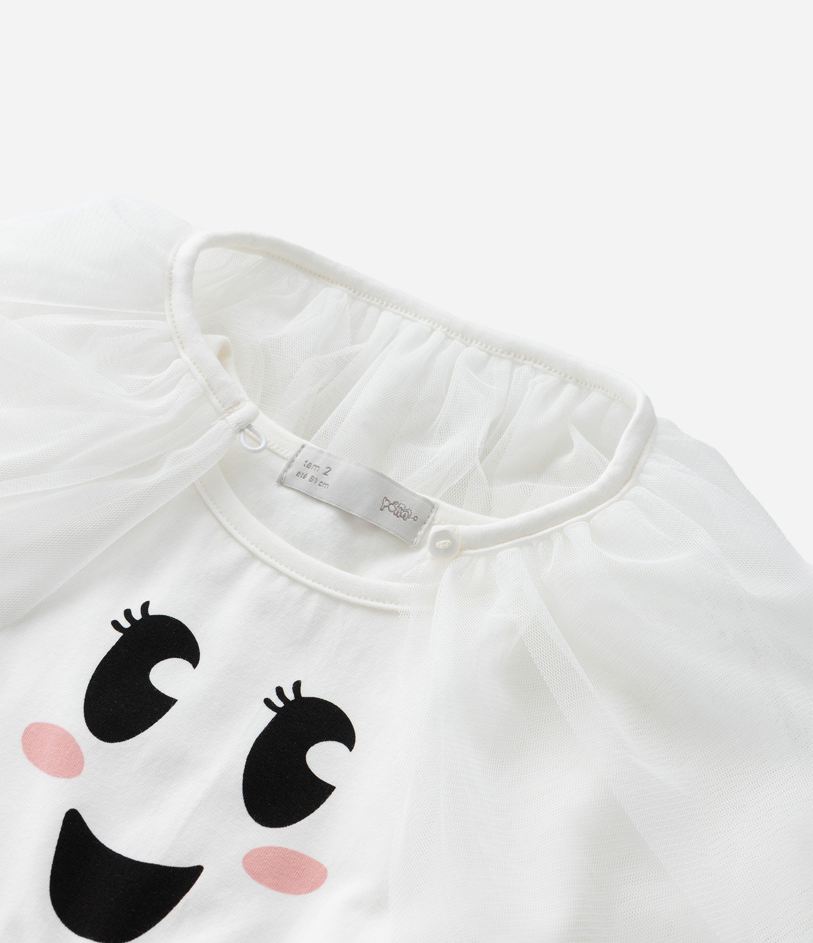 Vestido Infantil com Estampa e Capa Fastasma - Tam 1 a 6 Anos Branco 5