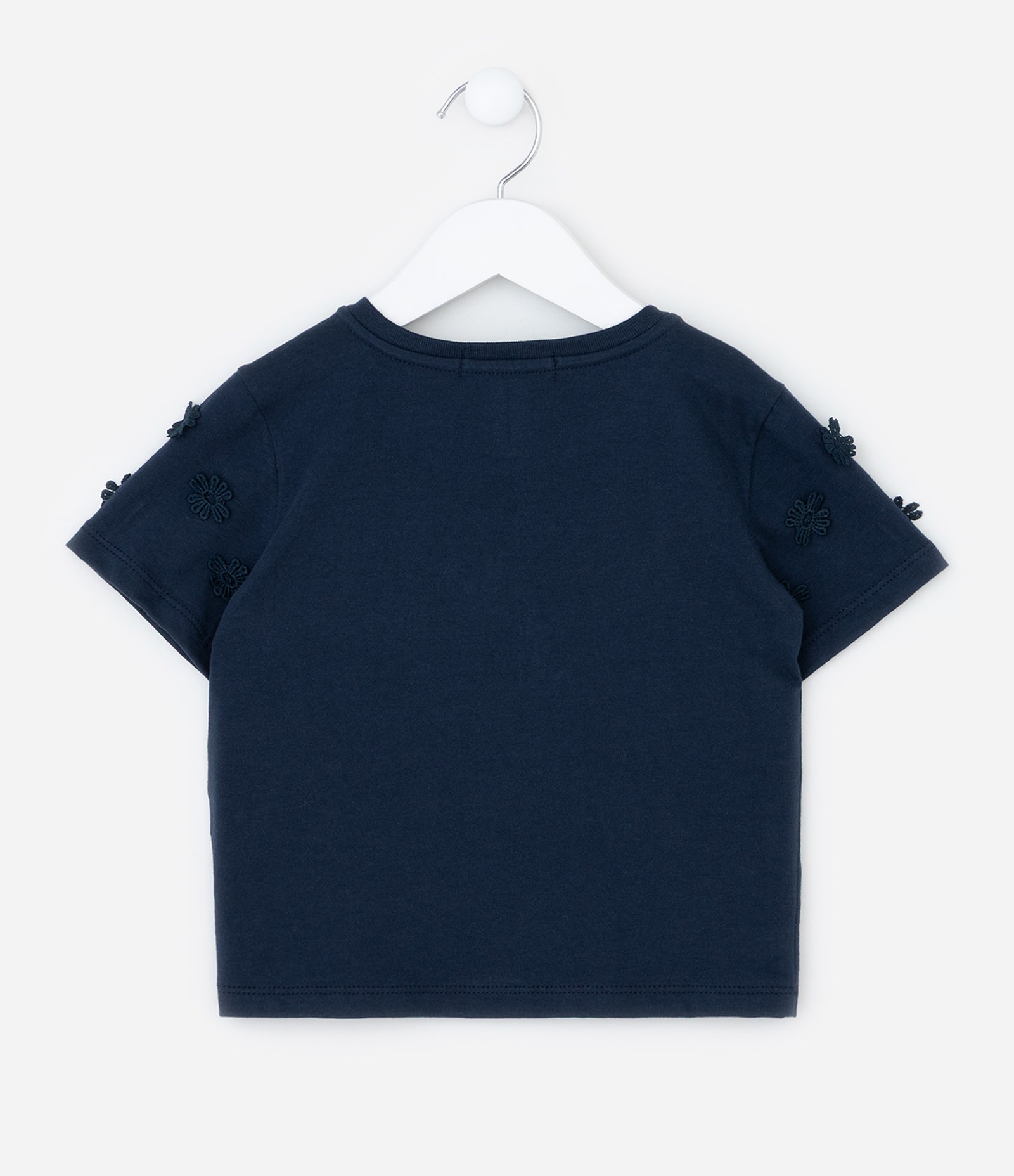 Blusa Infantil com Florzinhas Aplicadas na Manga - Tam 1 a 6 Anos Azul 2