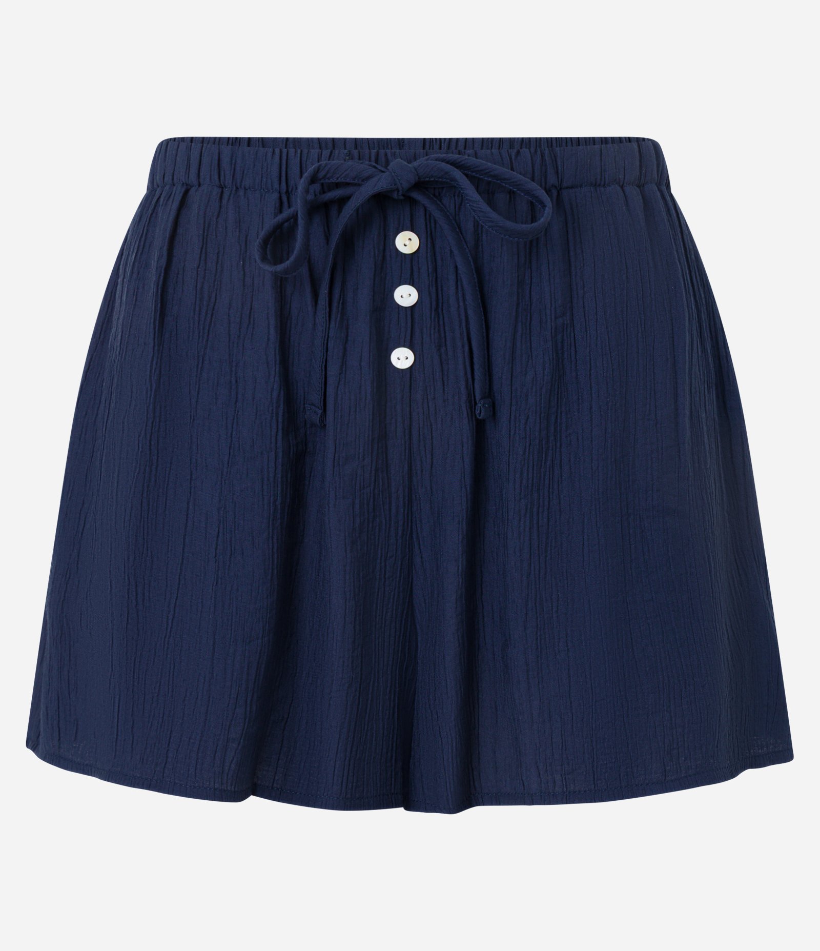 Saída de Praia Short em Viscose com Bolso e Amarração Azul Marinho 5