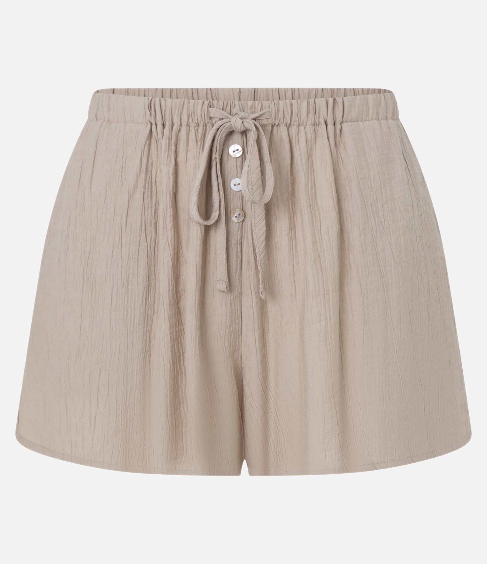 Saída de Praia Short em Viscose com Bolso e Amarração Bege 1